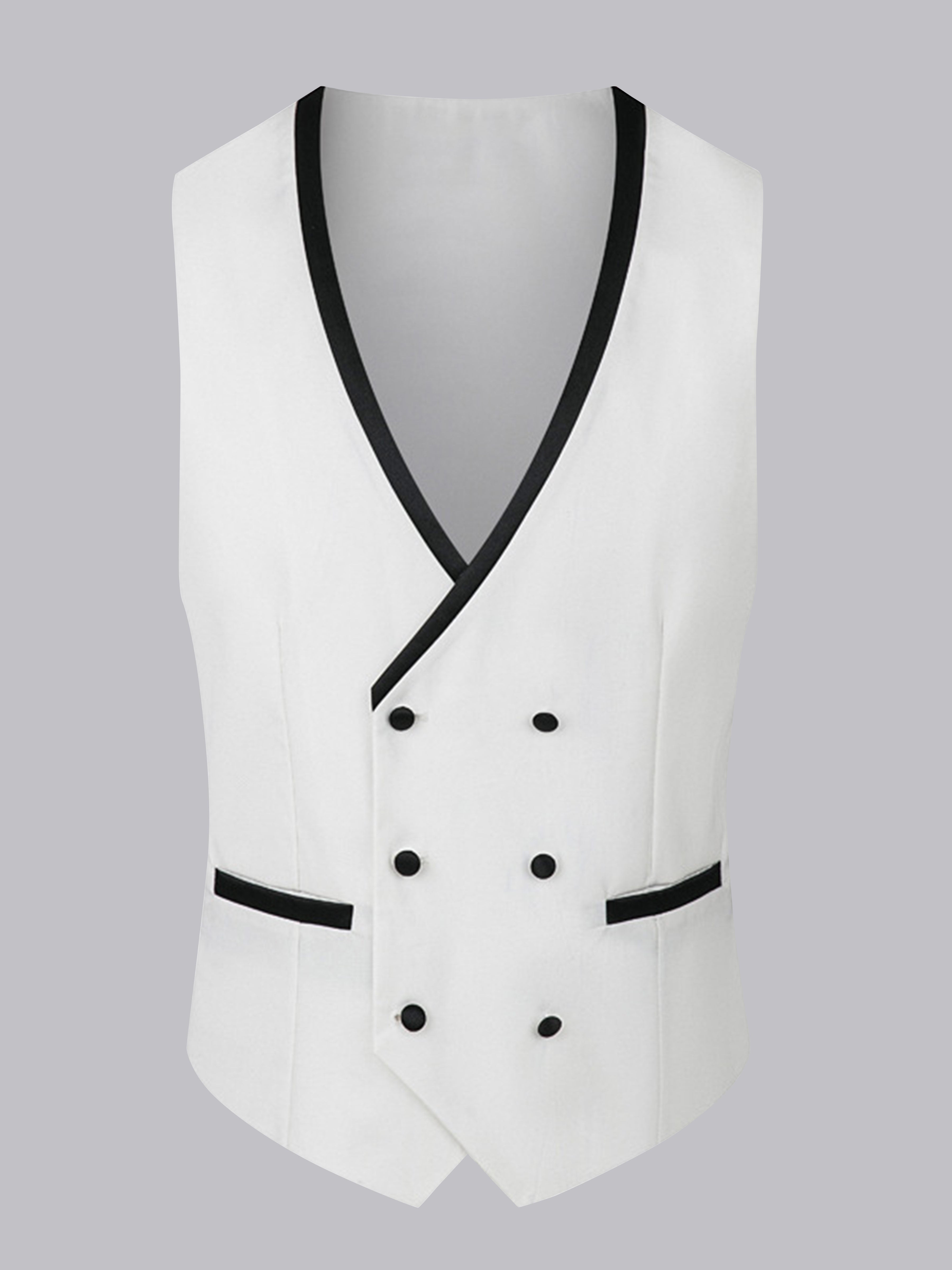 Costume Homme 3 Pièces À Bordure Contrastante Revers Châle Pour Tenue Semi Formelle