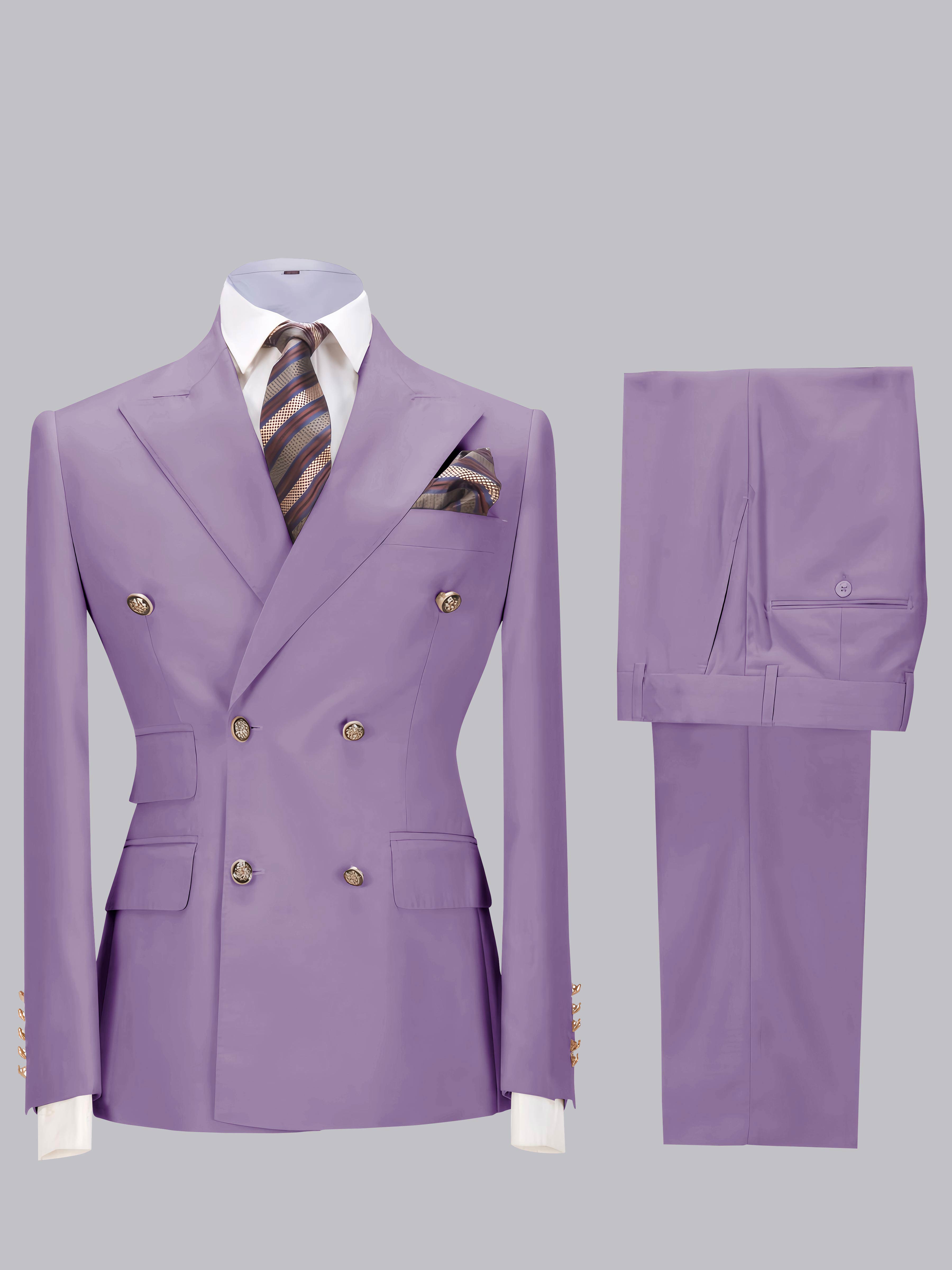 Costume Homme De Mariage Slim Fit 2 Pièces À Double Boutonnage Ajusté