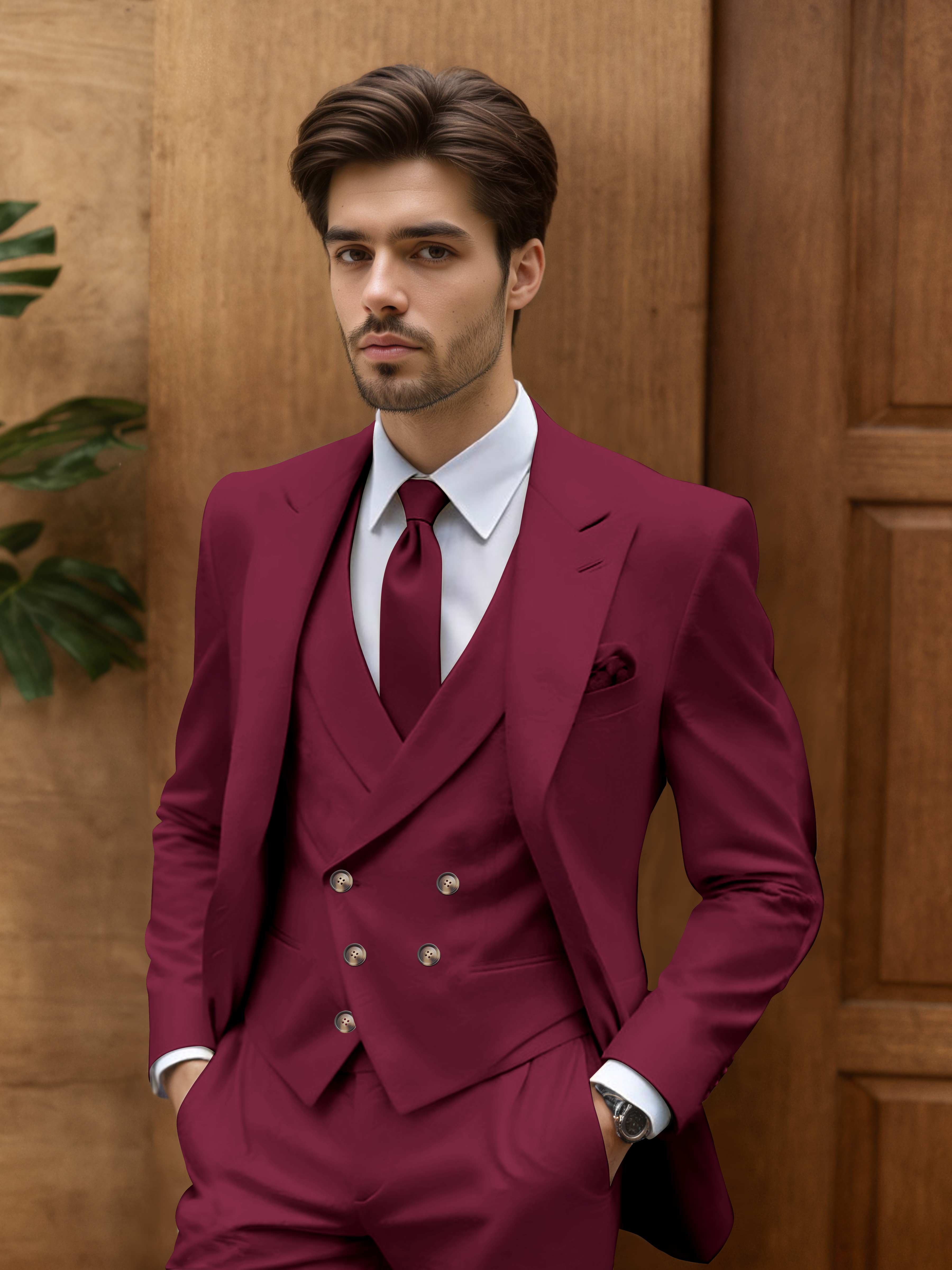 Costume Homme De Mariage 3 Pièces Coupe Slim Idéal Pour Cérémonie En Plein Air