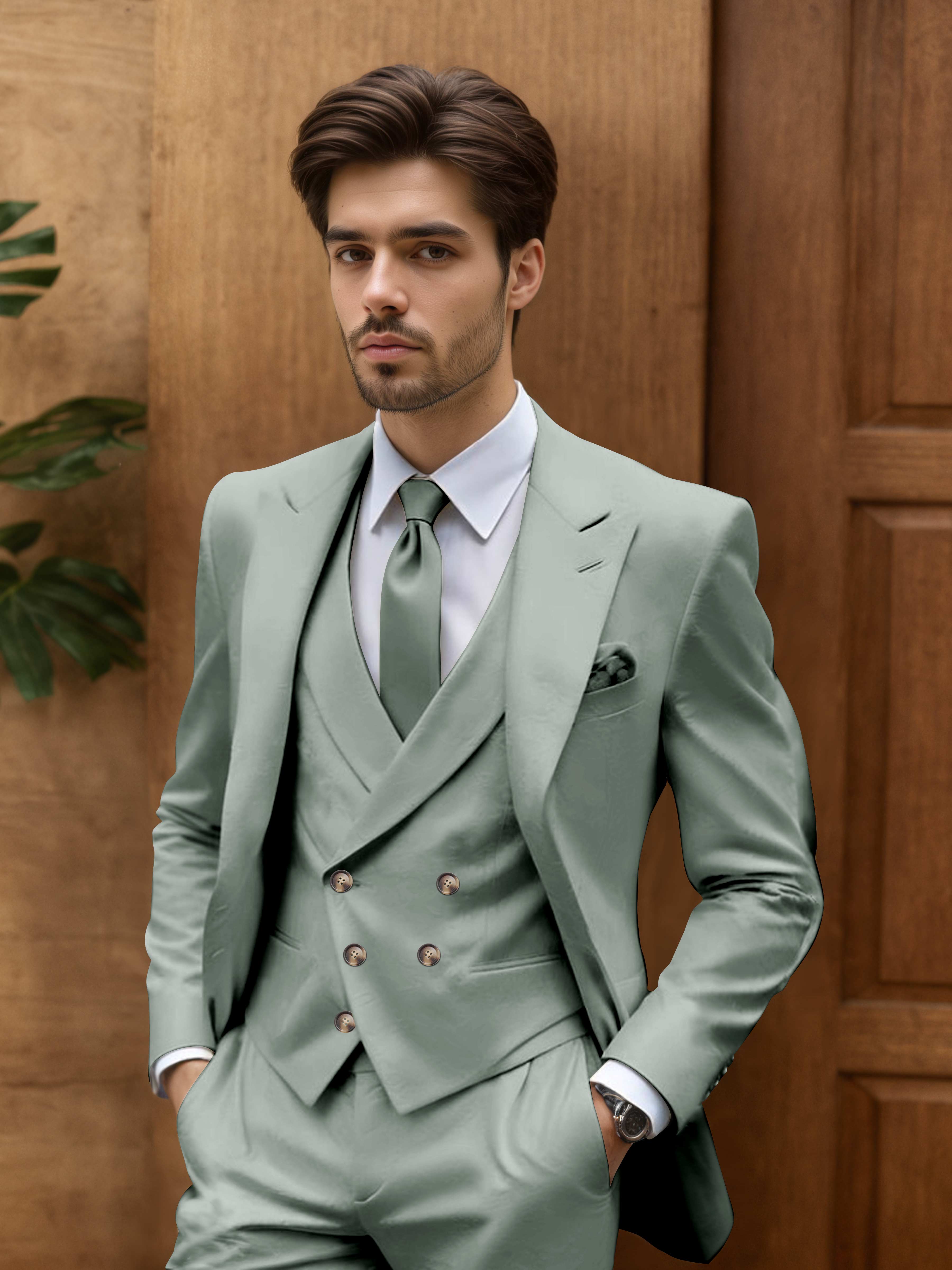 Costume Homme De Mariage 3 Pièces Coupe Slim Idéal Pour Cérémonie En Plein Air