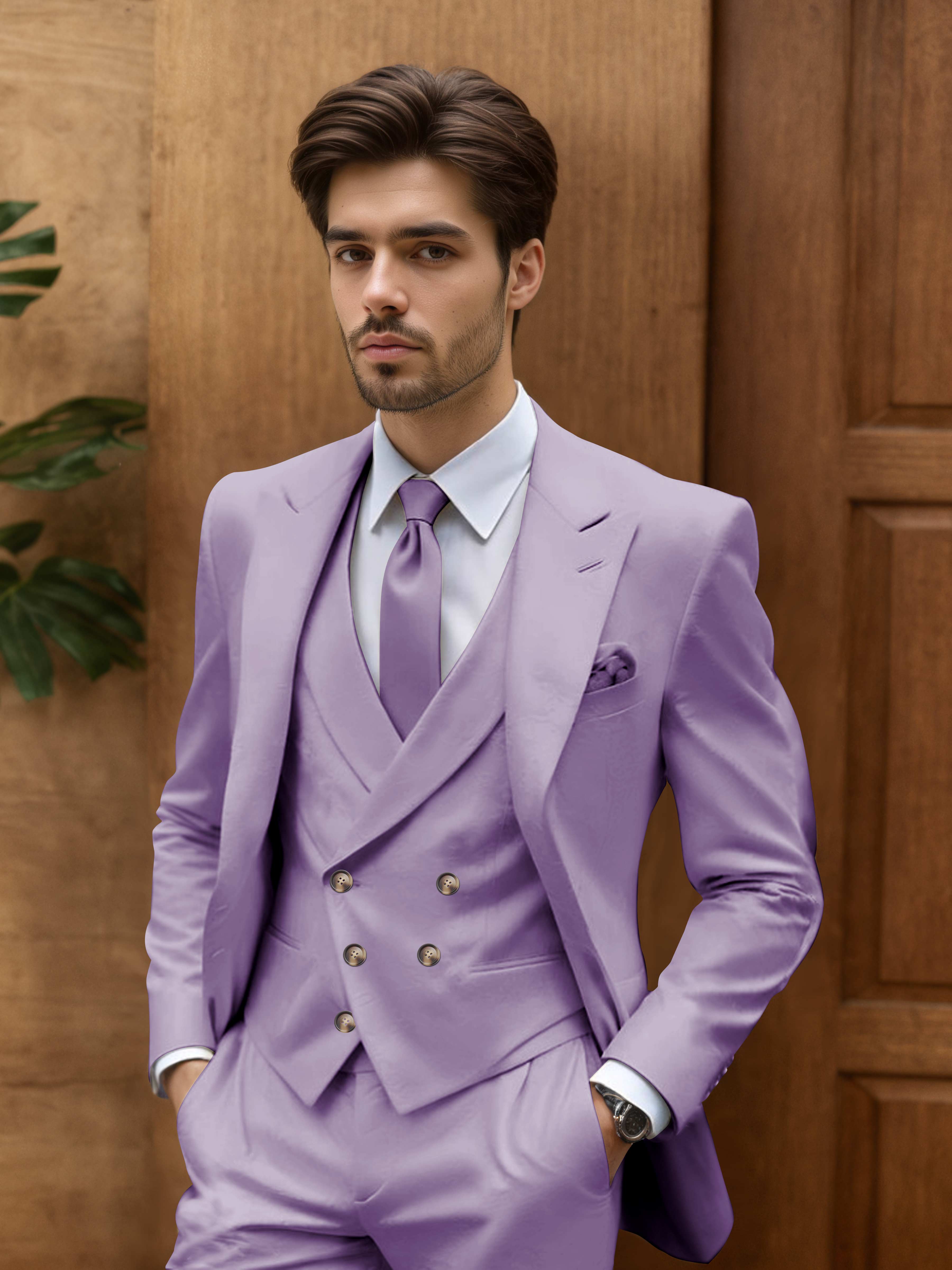 Costume Homme De Mariage 3 Pièces Coupe Slim Idéal Pour Cérémonie En Plein Air