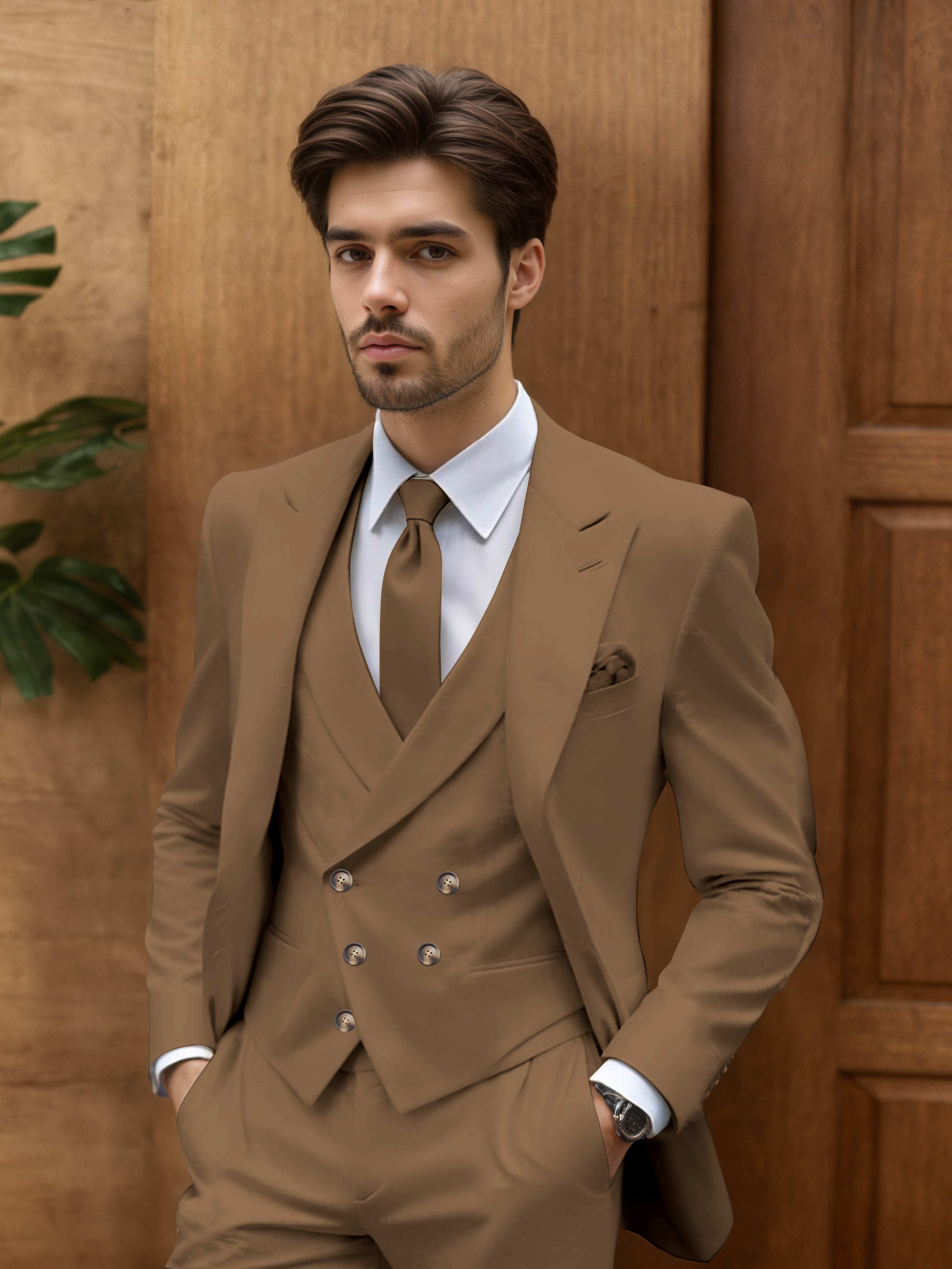 Costume Homme De Mariage 3 Pièces Coupe Slim Idéal Pour Cérémonie En Plein Air