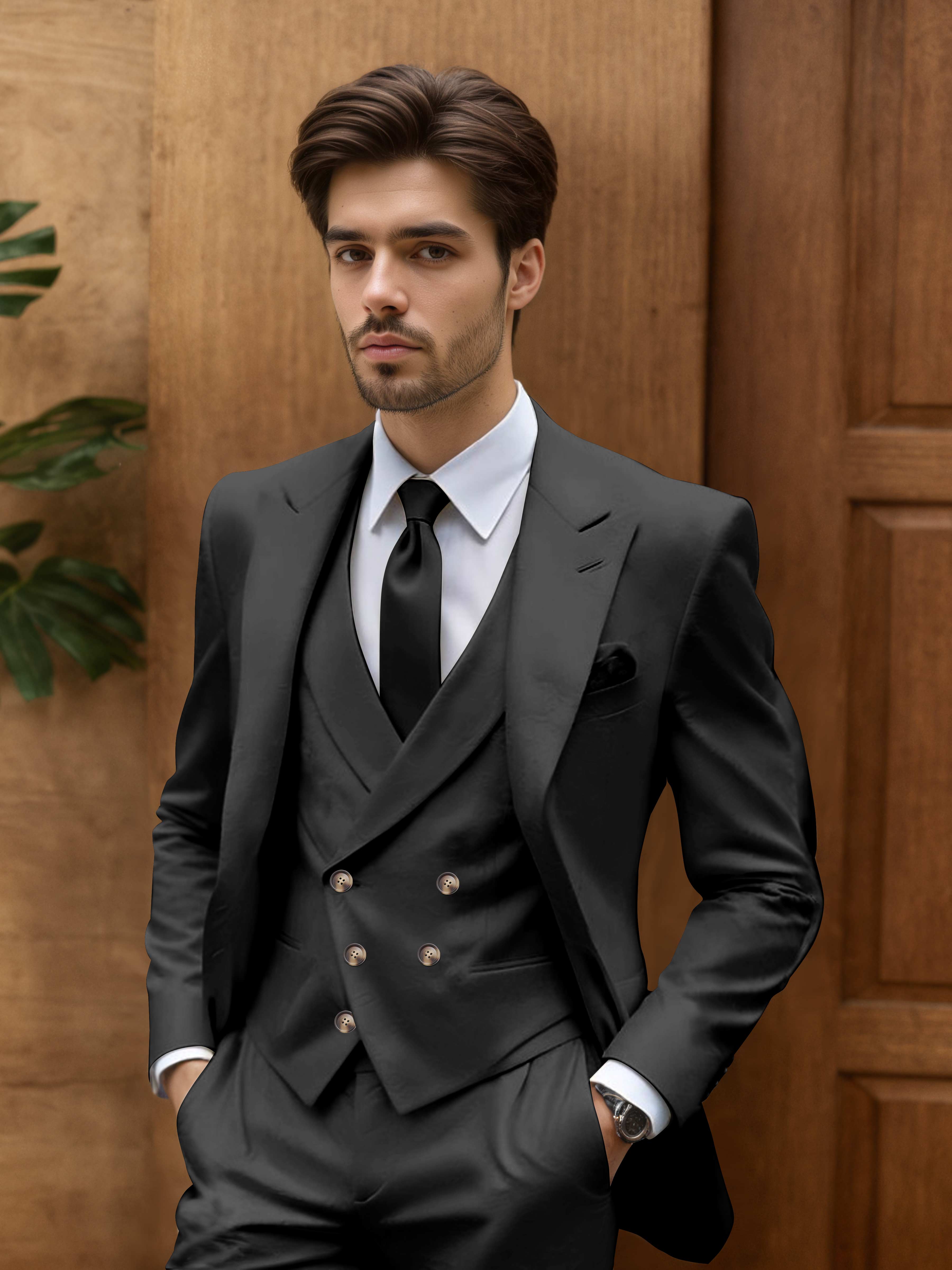 Costume Homme De Mariage 3 Pièces Coupe Slim Idéal Pour Cérémonie En Plein Air