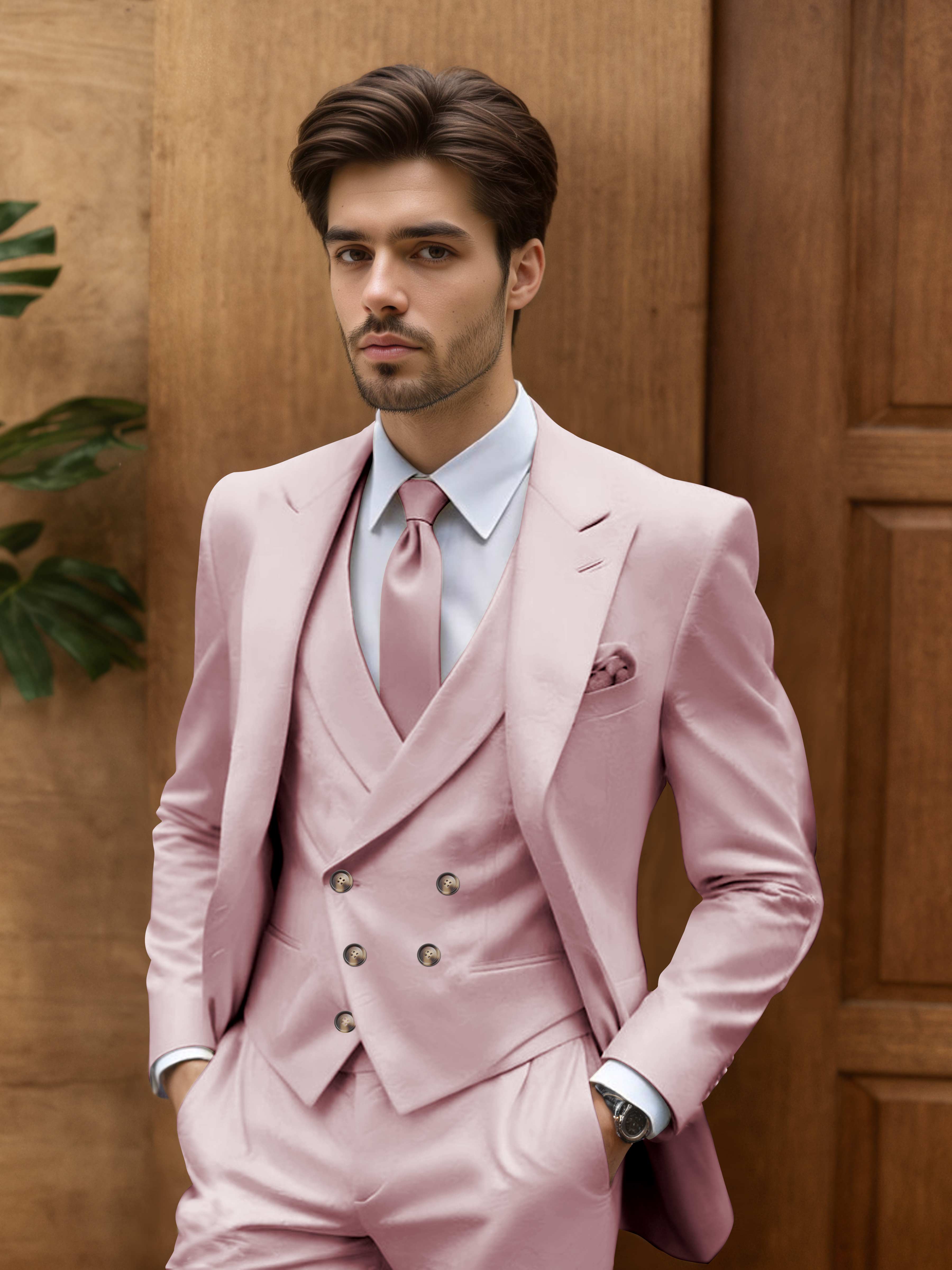 Costume Homme De Mariage 3 Pièces Coupe Slim Idéal Pour Cérémonie En Plein Air