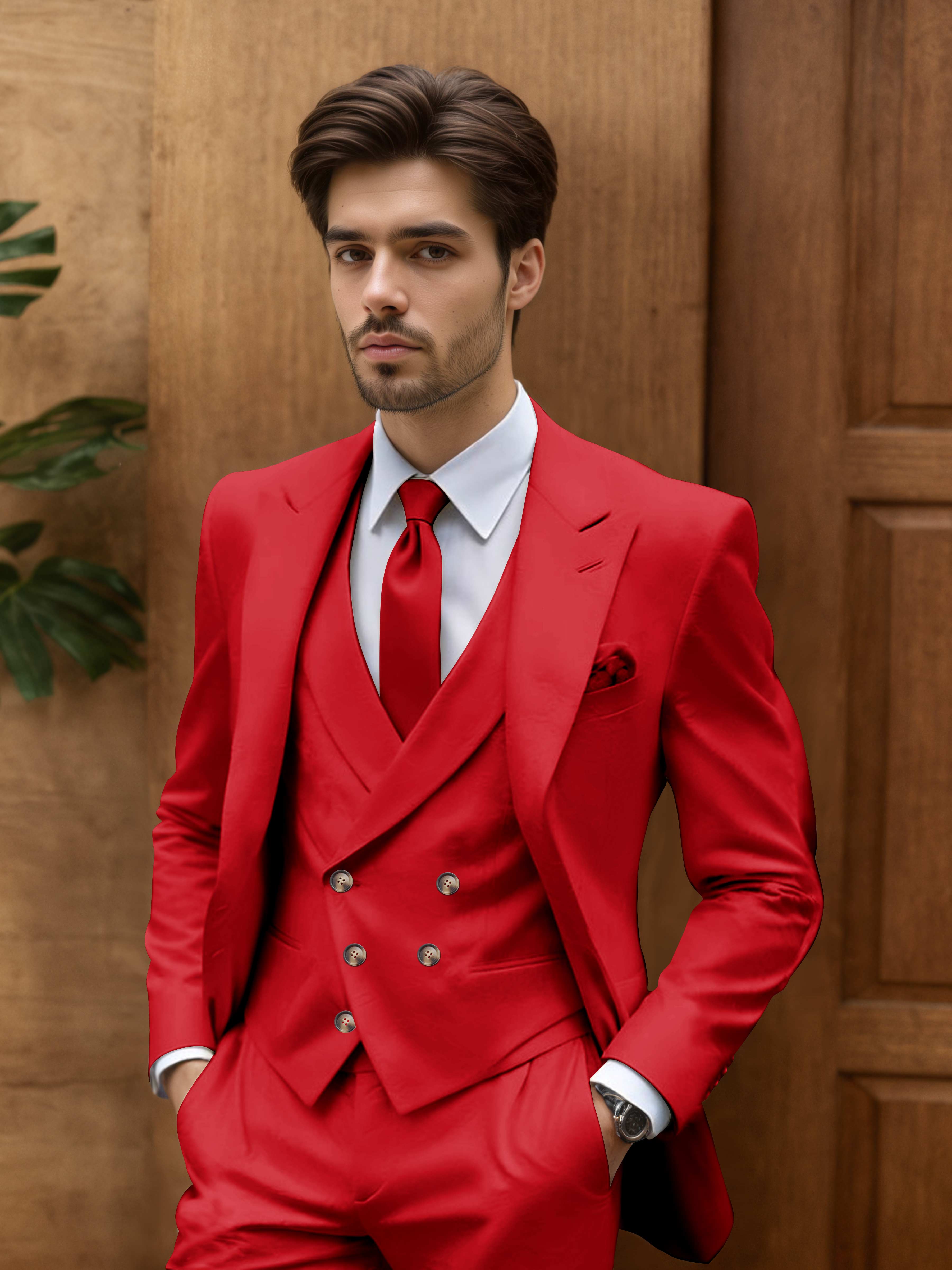 Costume Homme De Mariage 3 Pièces Coupe Slim Idéal Pour Cérémonie En Plein Air