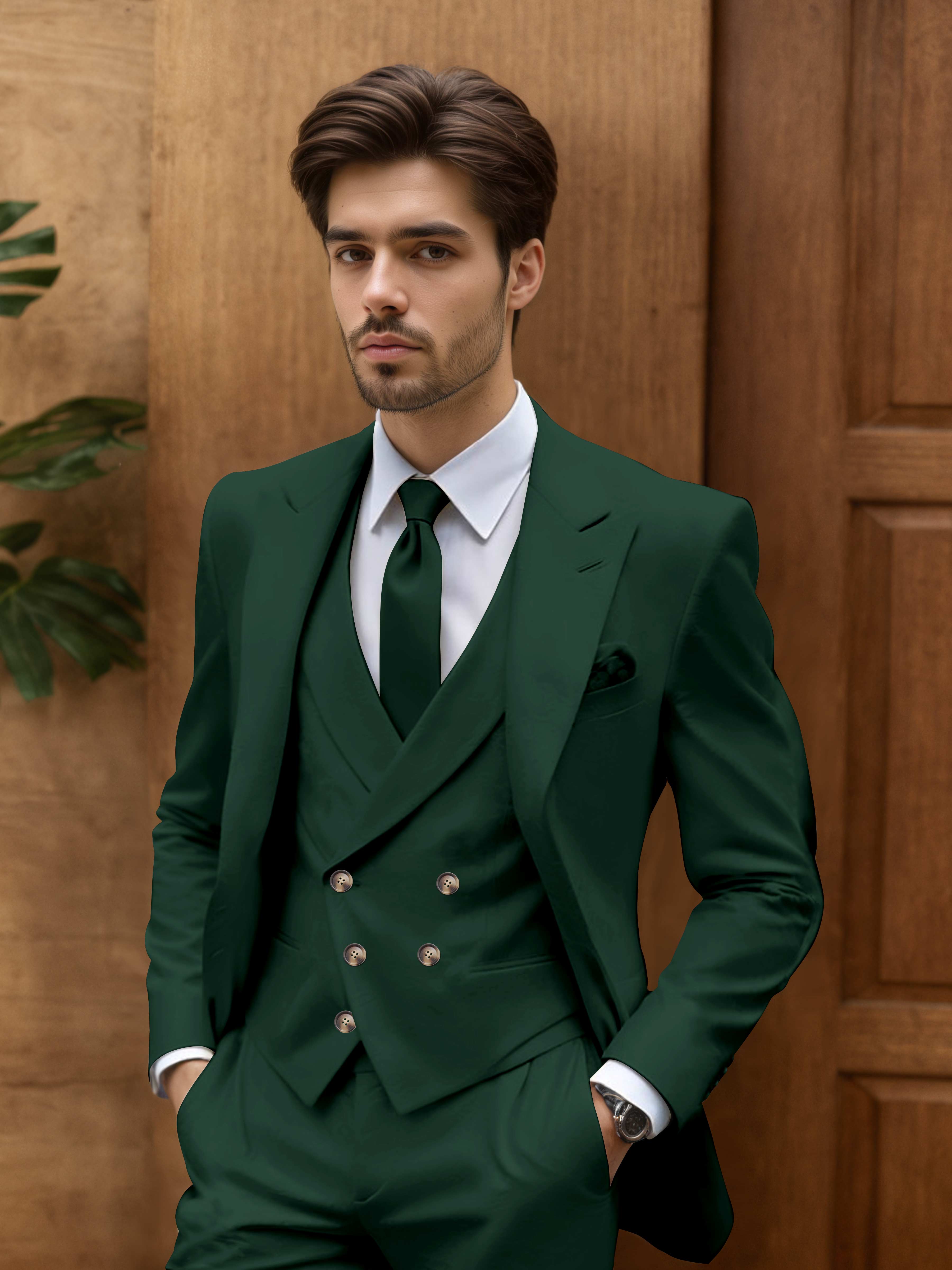 Costume Homme De Mariage 3 Pièces Coupe Slim Idéal Pour Cérémonie En Plein Air