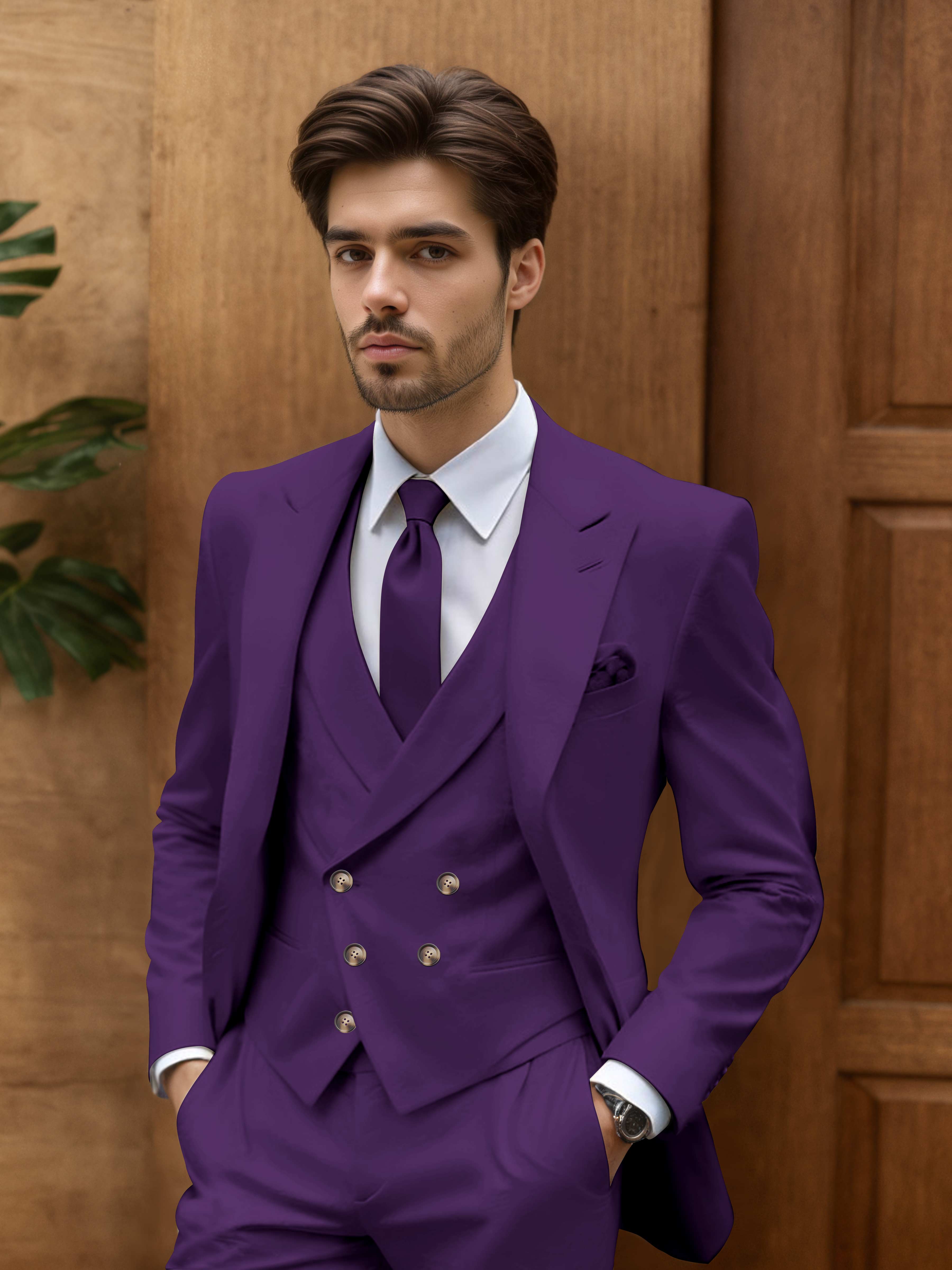 Costume Homme De Mariage 3 Pièces Coupe Slim Idéal Pour Cérémonie En Plein Air
