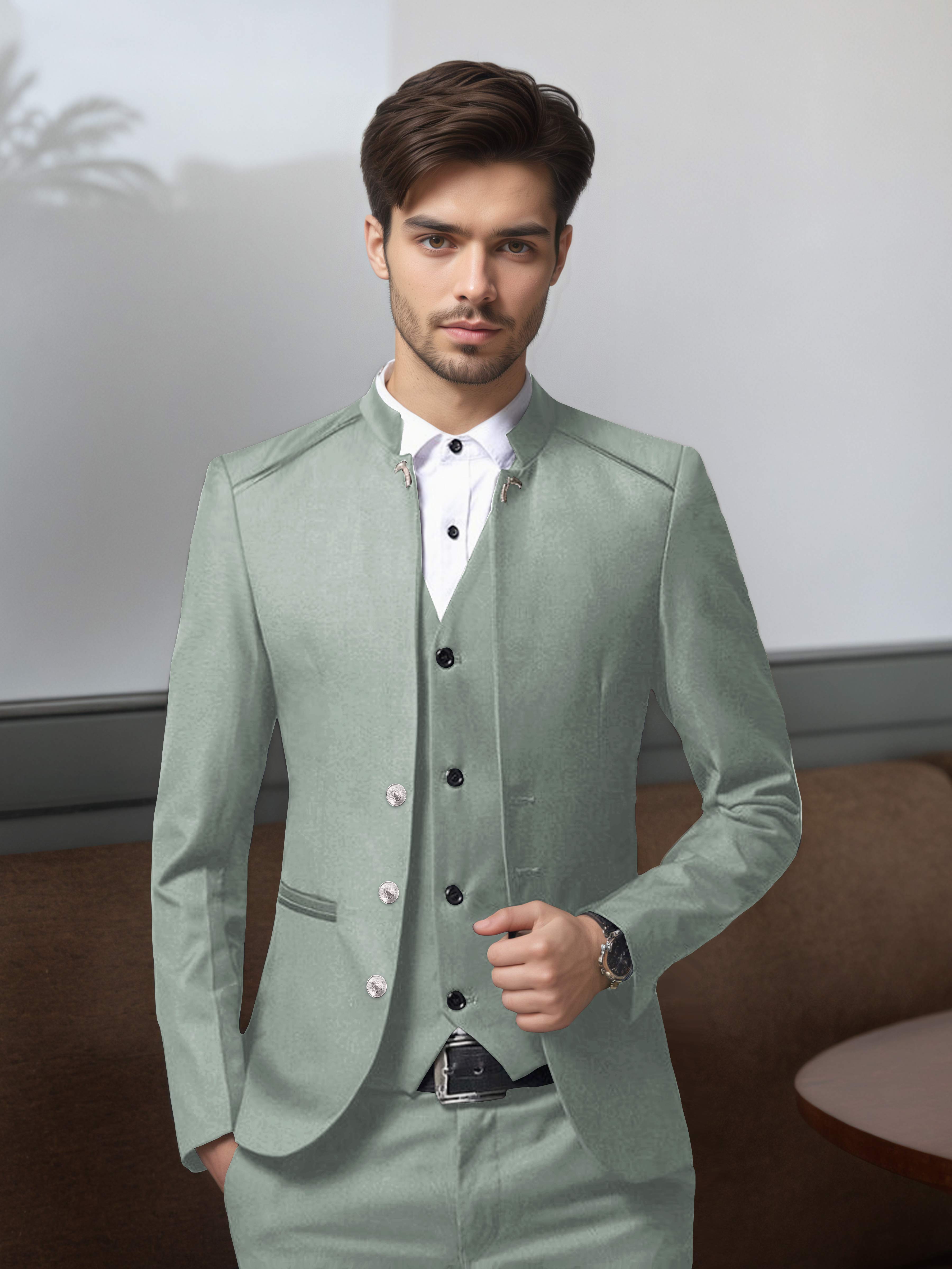 Costume Homme Vintage 3 Pièces À Simple Boutonnage Style Rétro Structuré