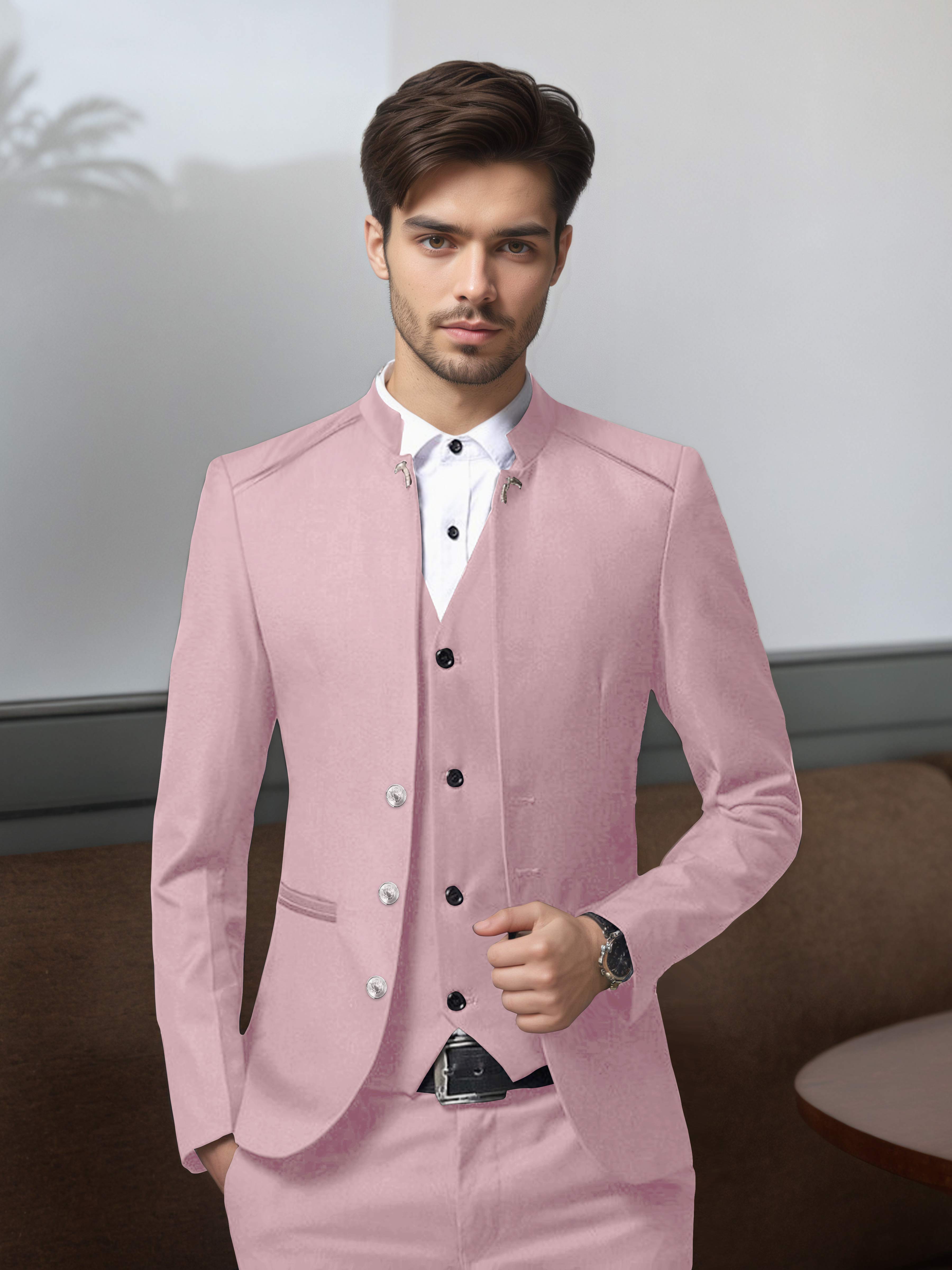 Costume Homme Vintage 3 Pièces À Simple Boutonnage Style Rétro Structuré