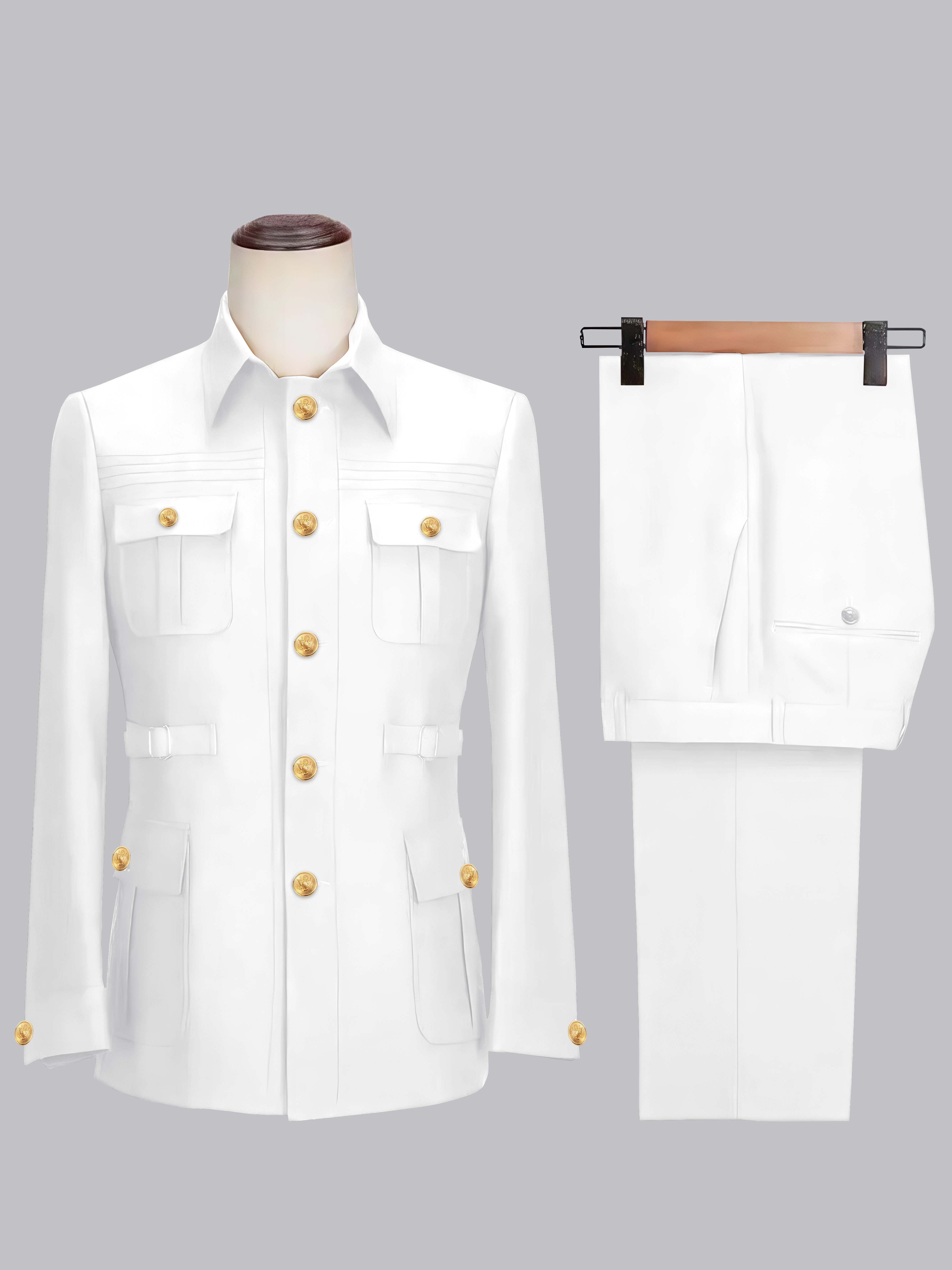 Costume Safari Homme Ceinturé À Un Bouton 2 Pièces Décontracté Chic