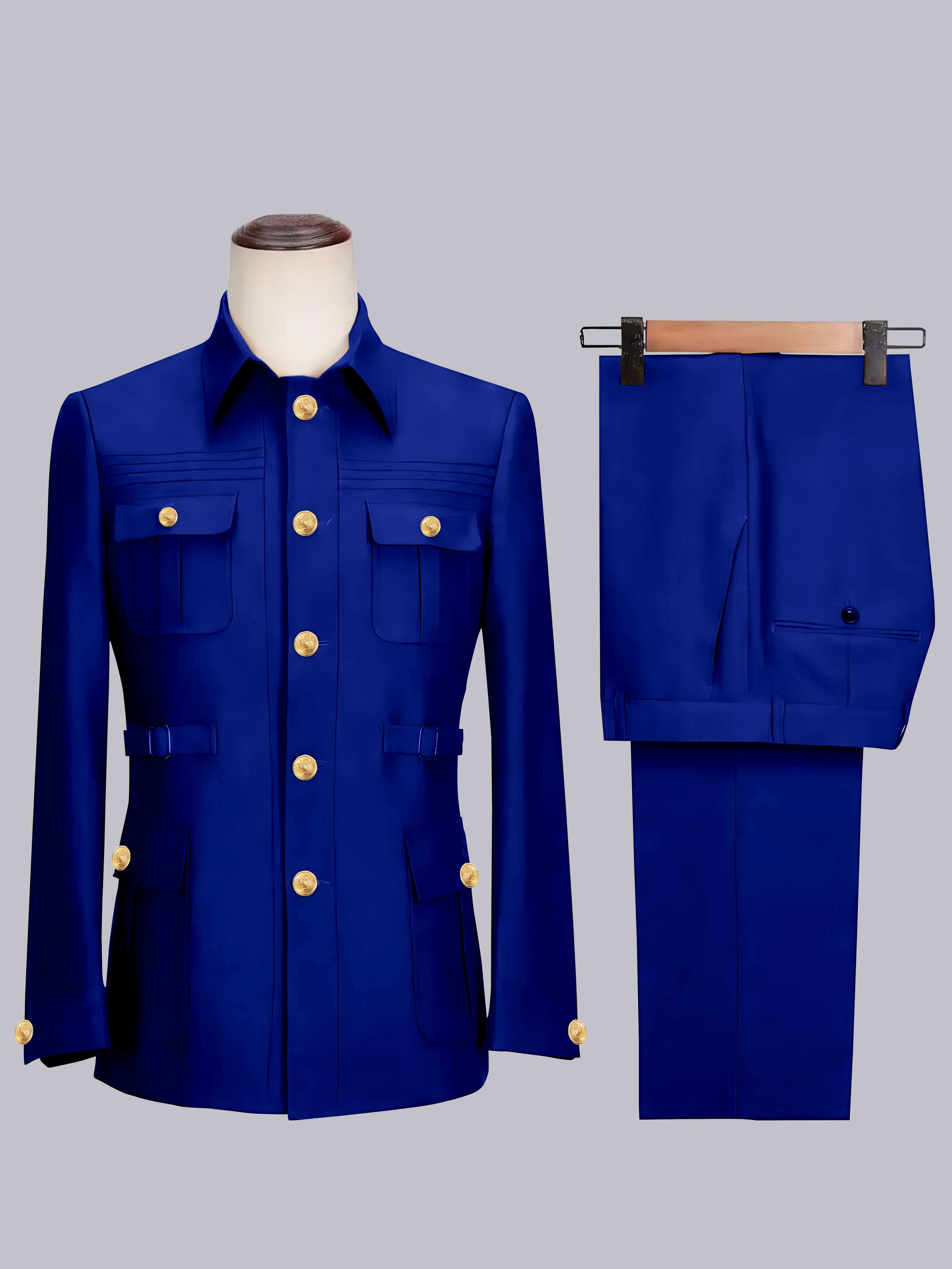 Costume Safari Homme Ceinturé À Un Bouton 2 Pièces Décontracté Chic