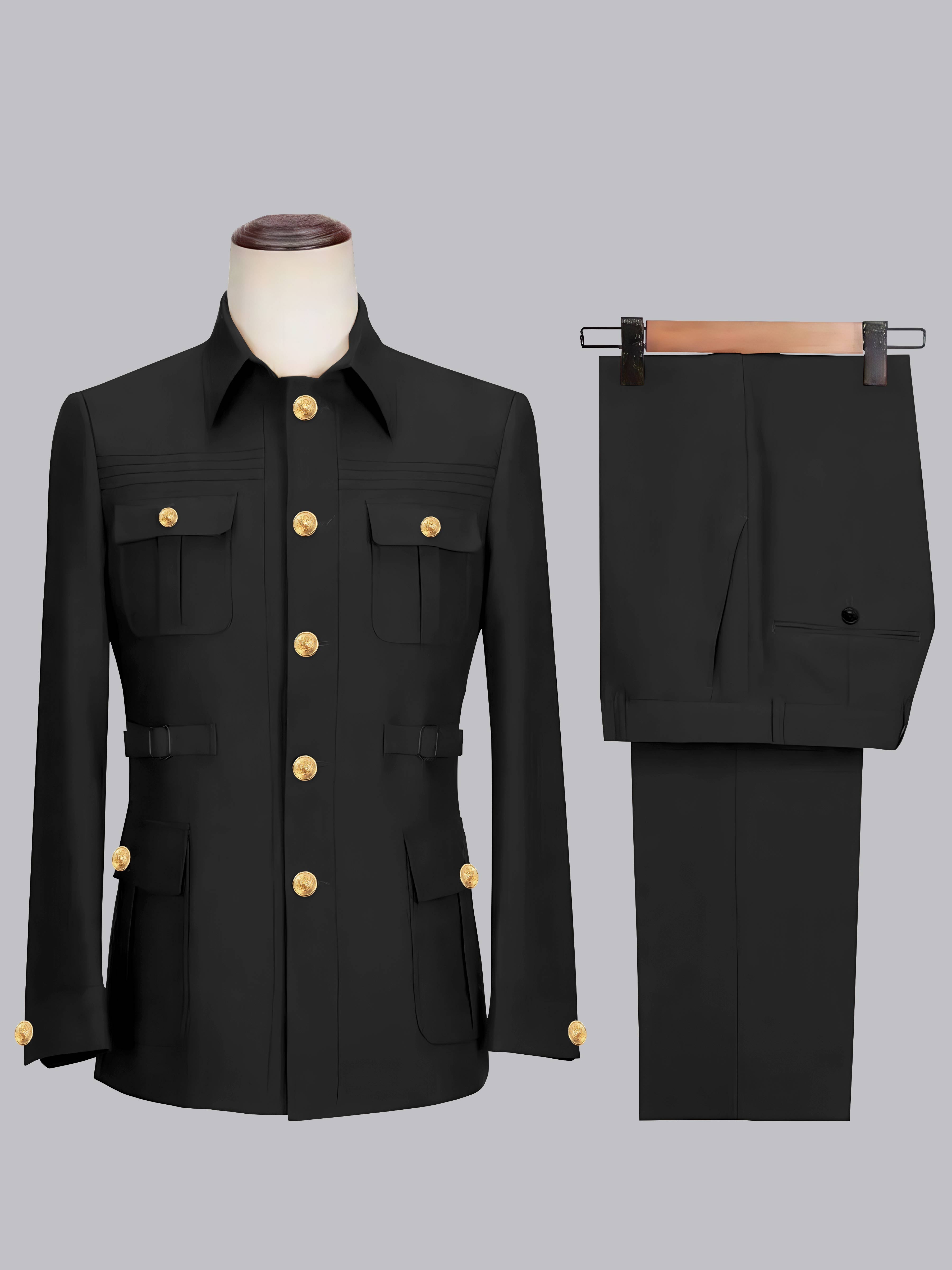 Costume Safari Homme Ceinturé À Un Bouton 2 Pièces Décontracté Chic