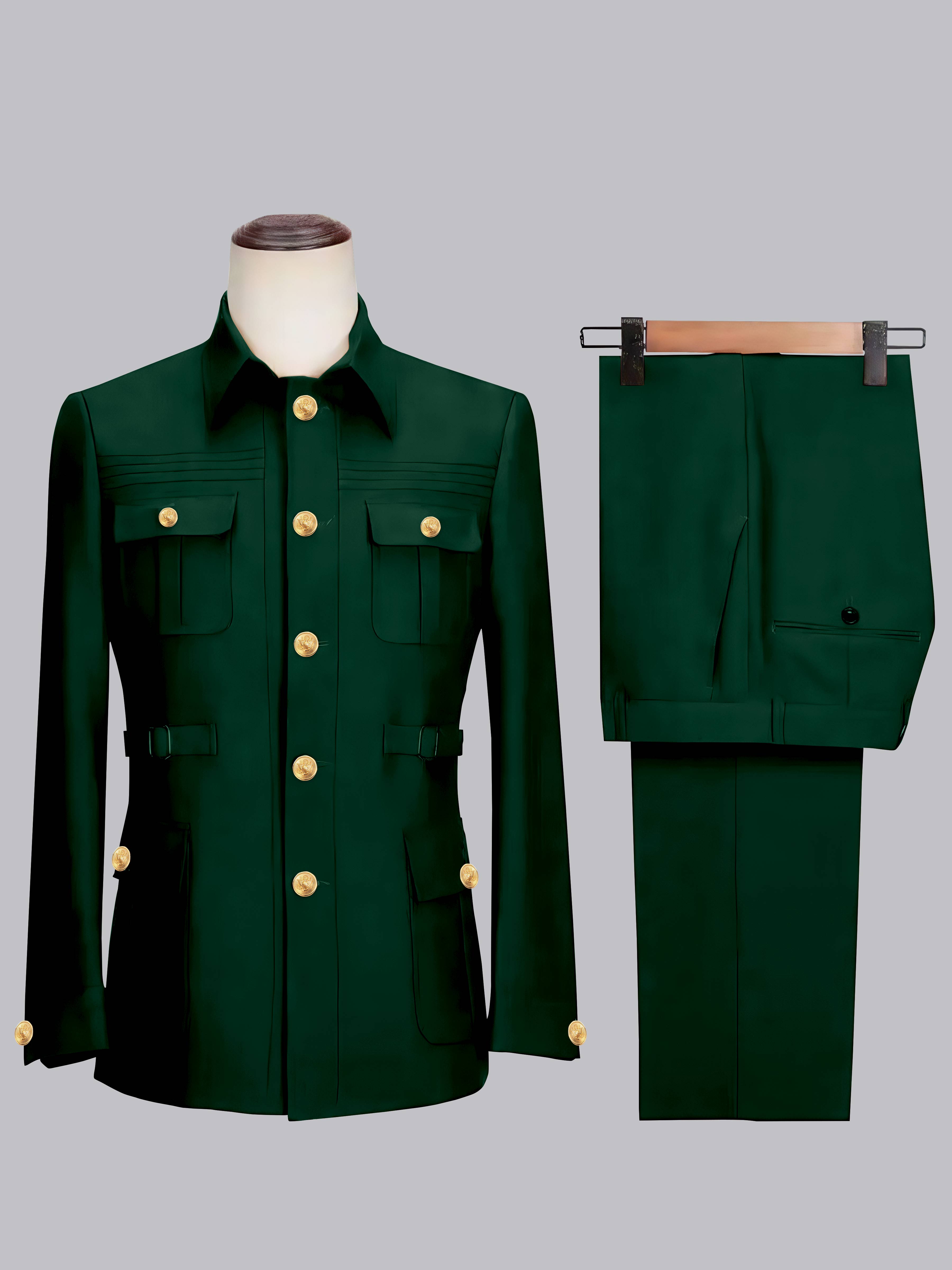 Costume Safari Homme Ceinturé À Un Bouton 2 Pièces Décontracté Chic