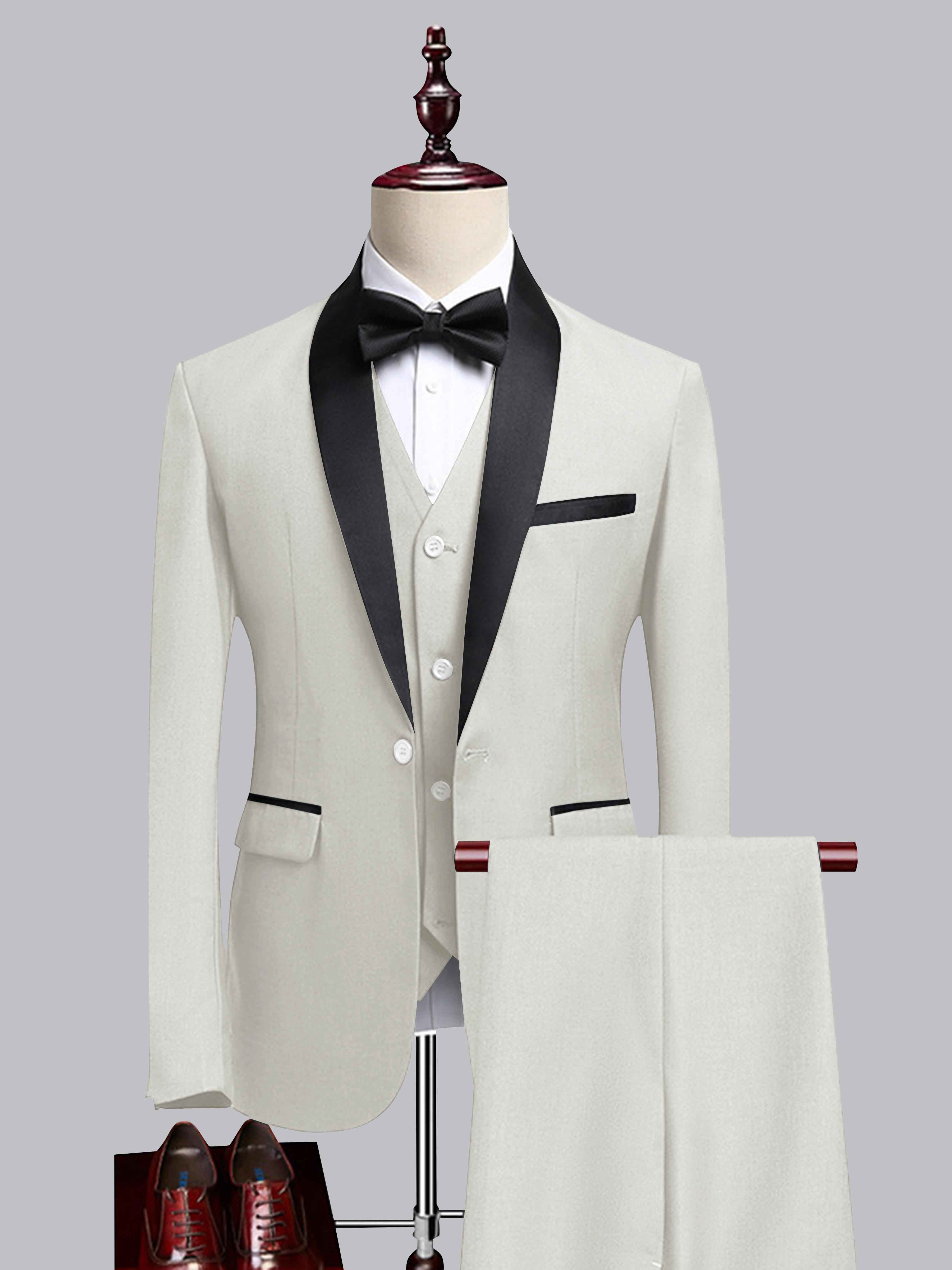 Costume Homme 3 Pièces À Bordure Contrastante Revers Châle Pour Mariage