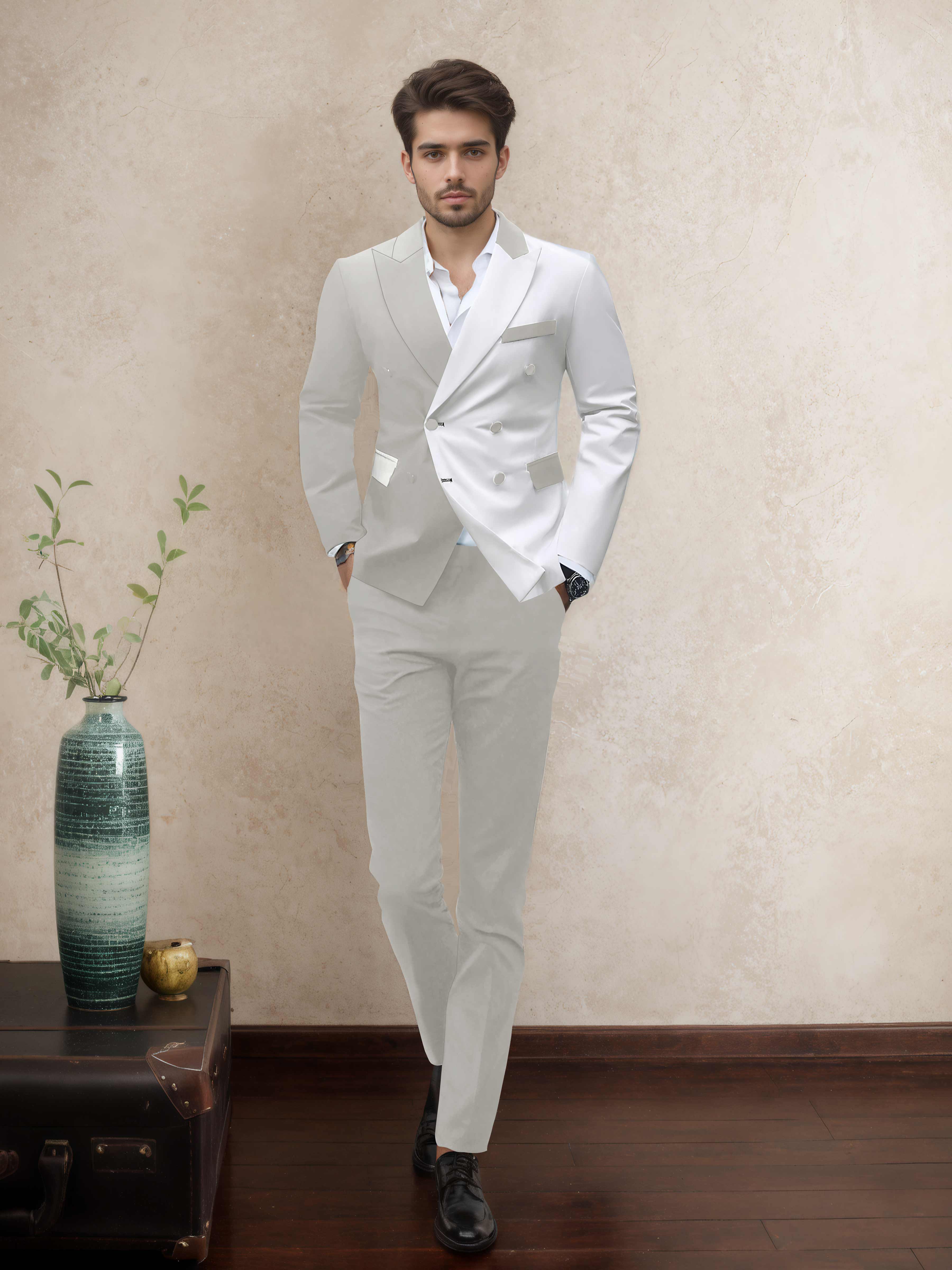 Costume Homme Soirée 2 Pièces À Double Boutonnage Revers À Cran Sophistiqué