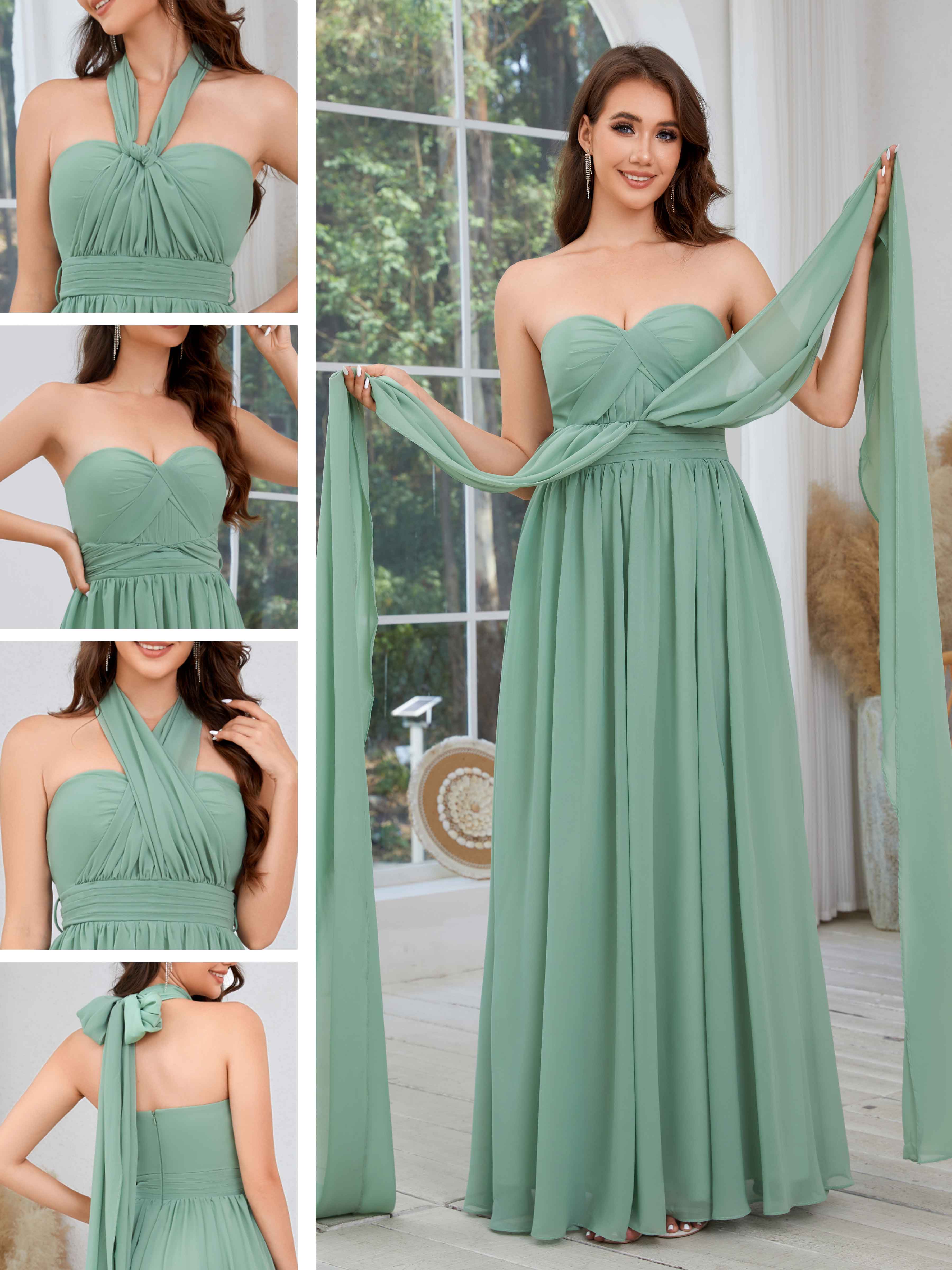 Robes De Demoiselle D'Honneur En Mousseline À Licou Plissé Avec Poches Edith