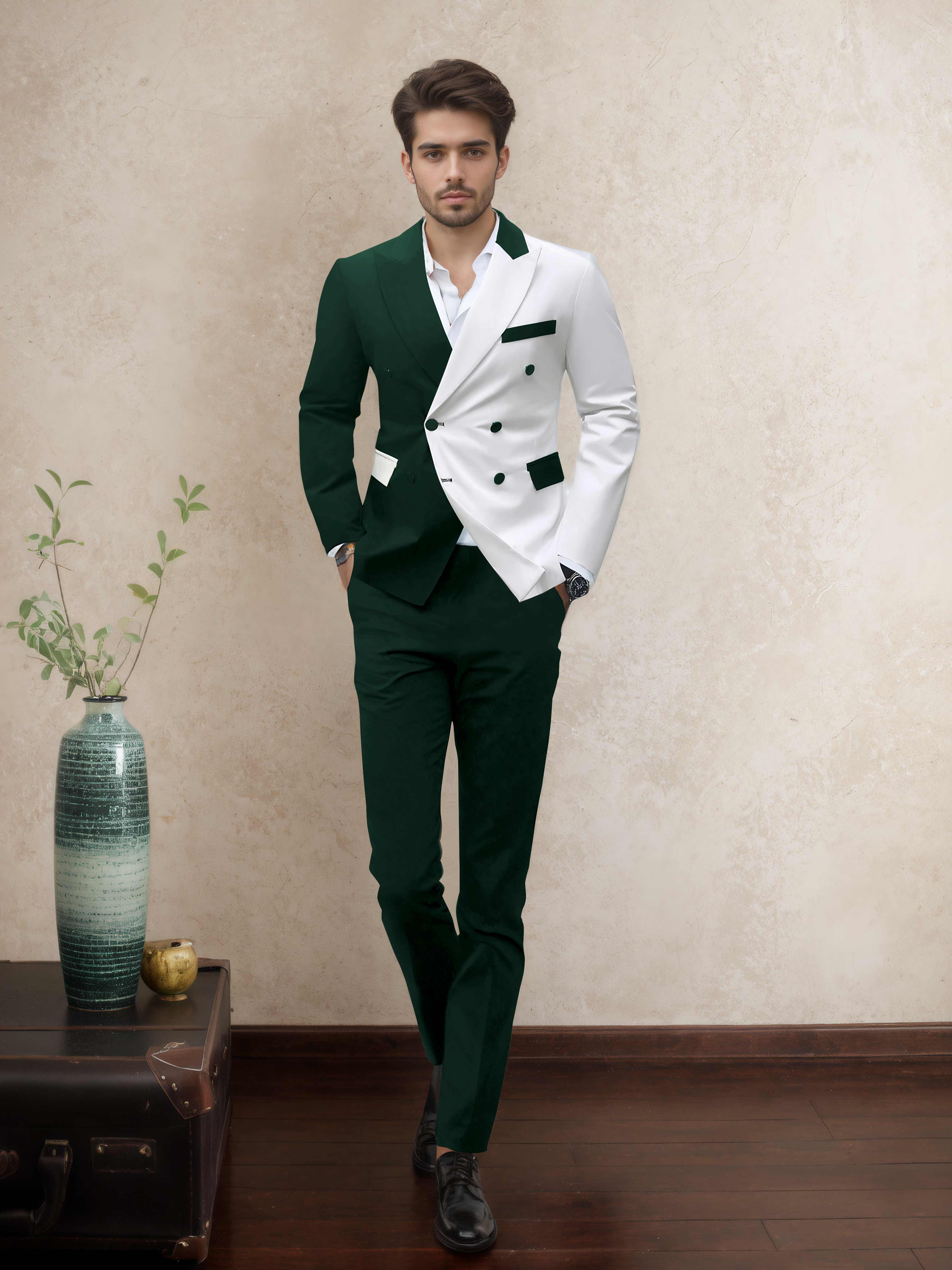 Costume Homme Soirée 2 Pièces À Double Boutonnage Revers À Cran Sophistiqué