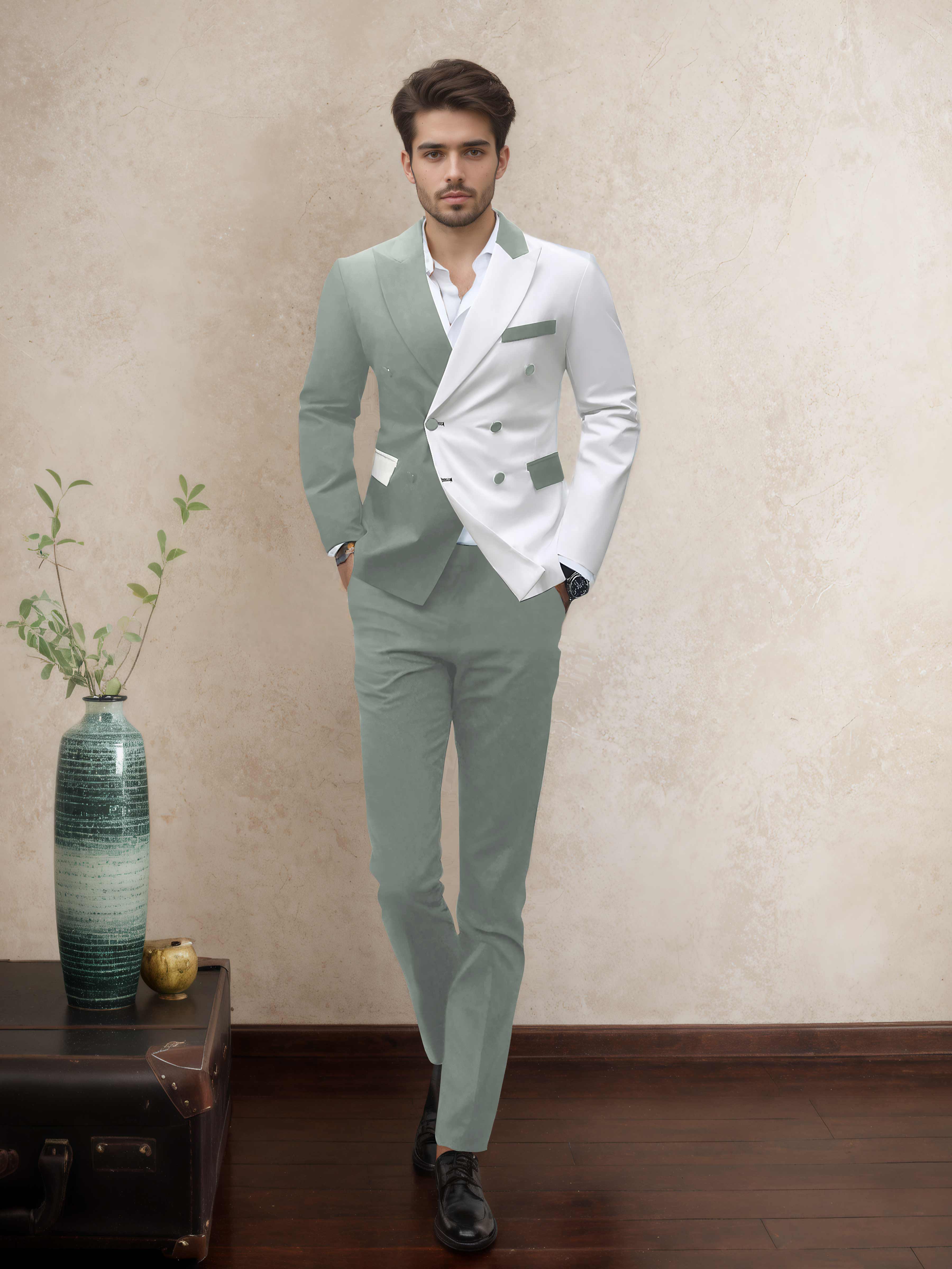 Costume Homme Soirée 2 Pièces À Double Boutonnage Revers À Cran Sophistiqué