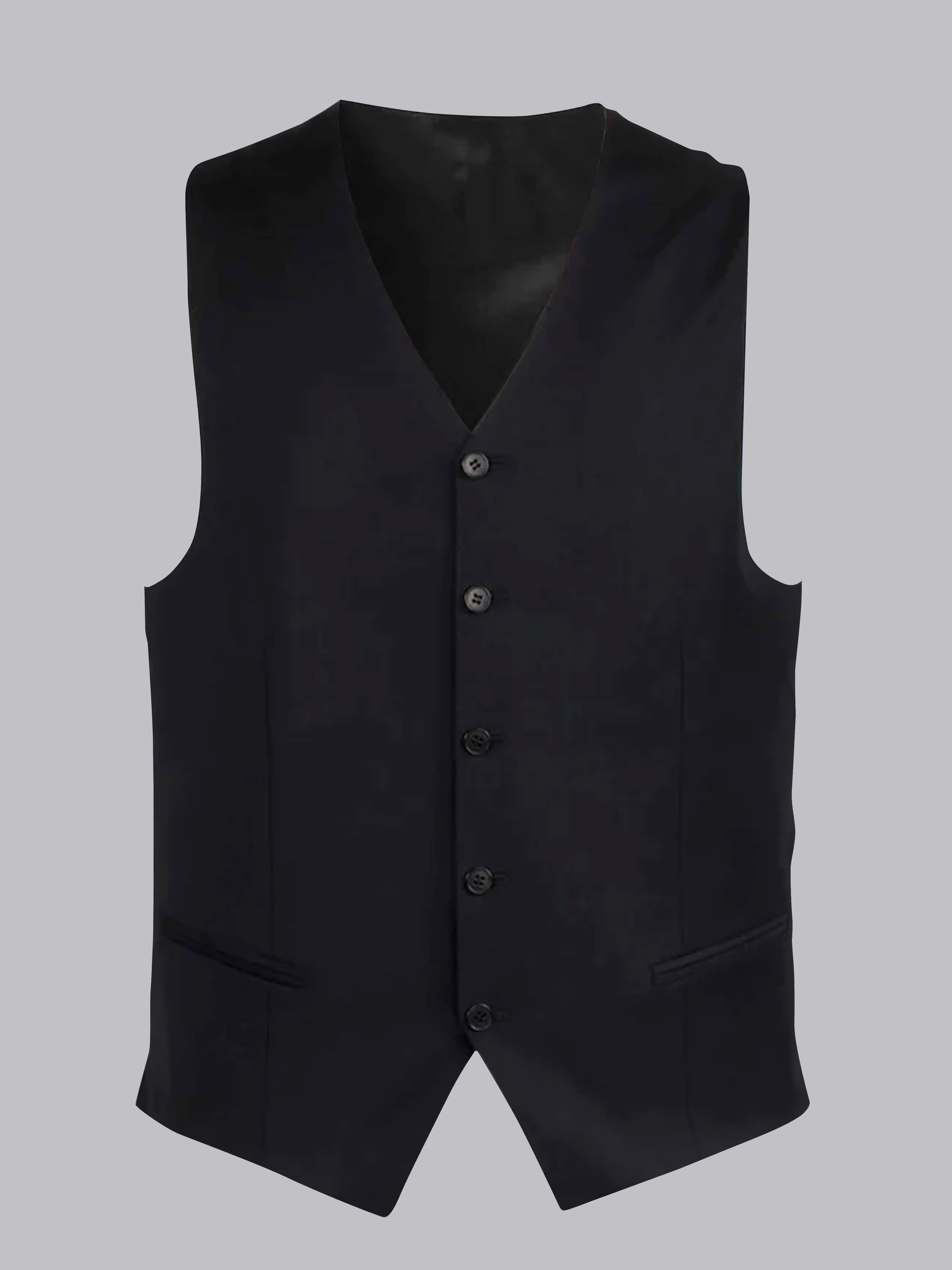 Gilet Uni À Col En V Cinq Boutons Pour Homme