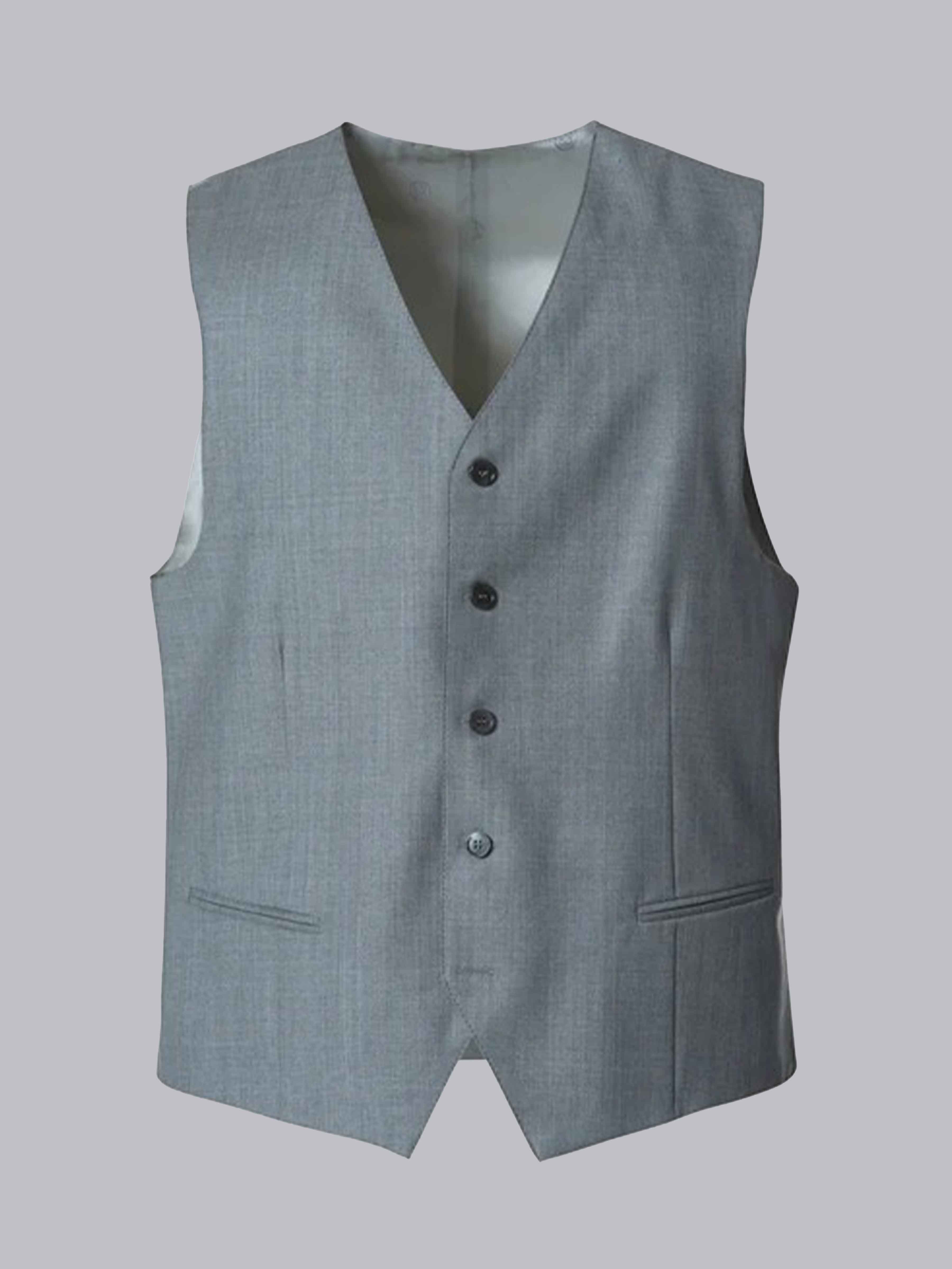 Gilet Uni À Col En V Cinq Boutons Pour Homme