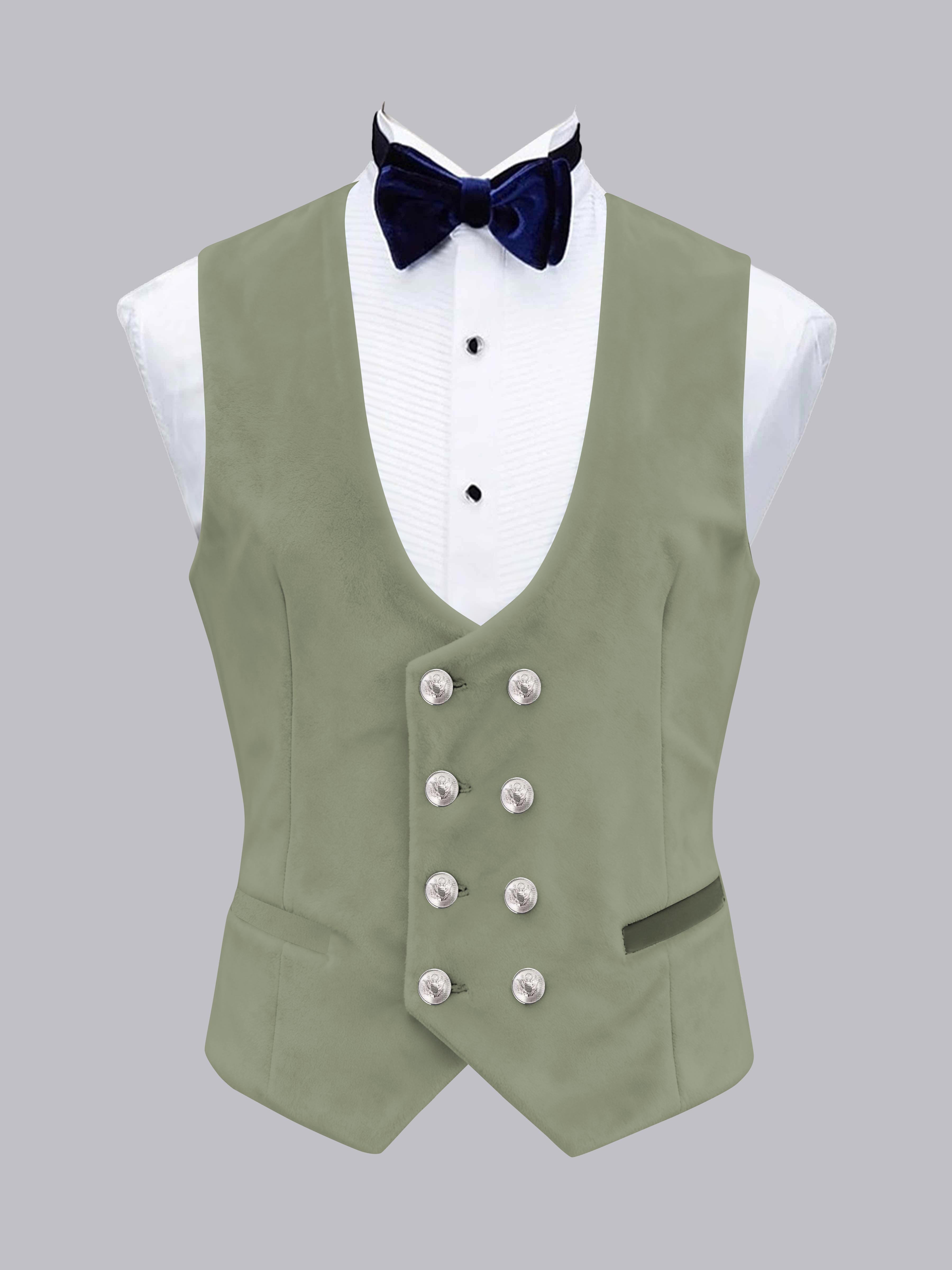 Gilet Uni En Velours À Coupe Ajustée Double Boutonnage Pour Homme