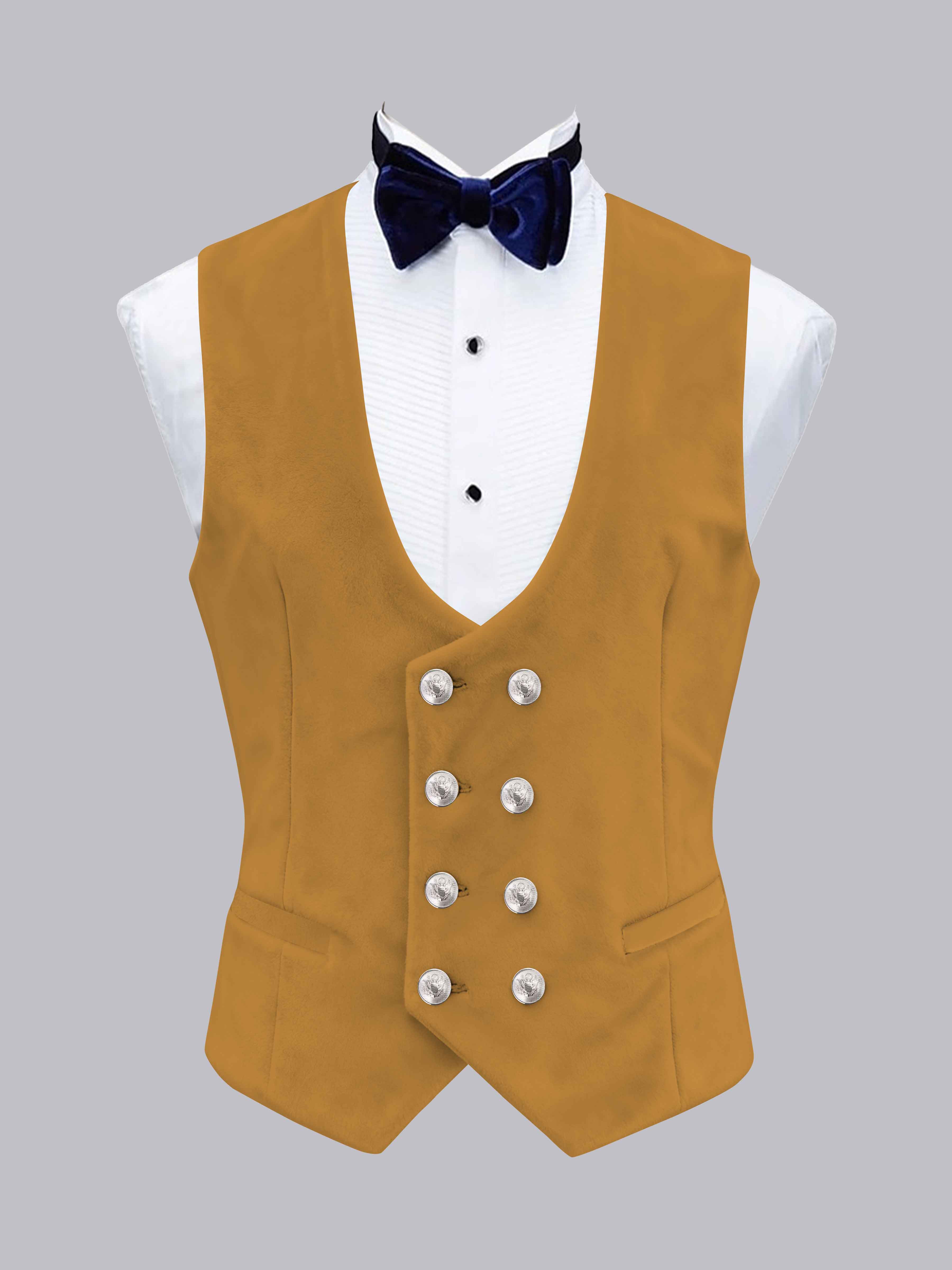 Gilet Uni En Velours À Coupe Ajustée Double Boutonnage Pour Homme