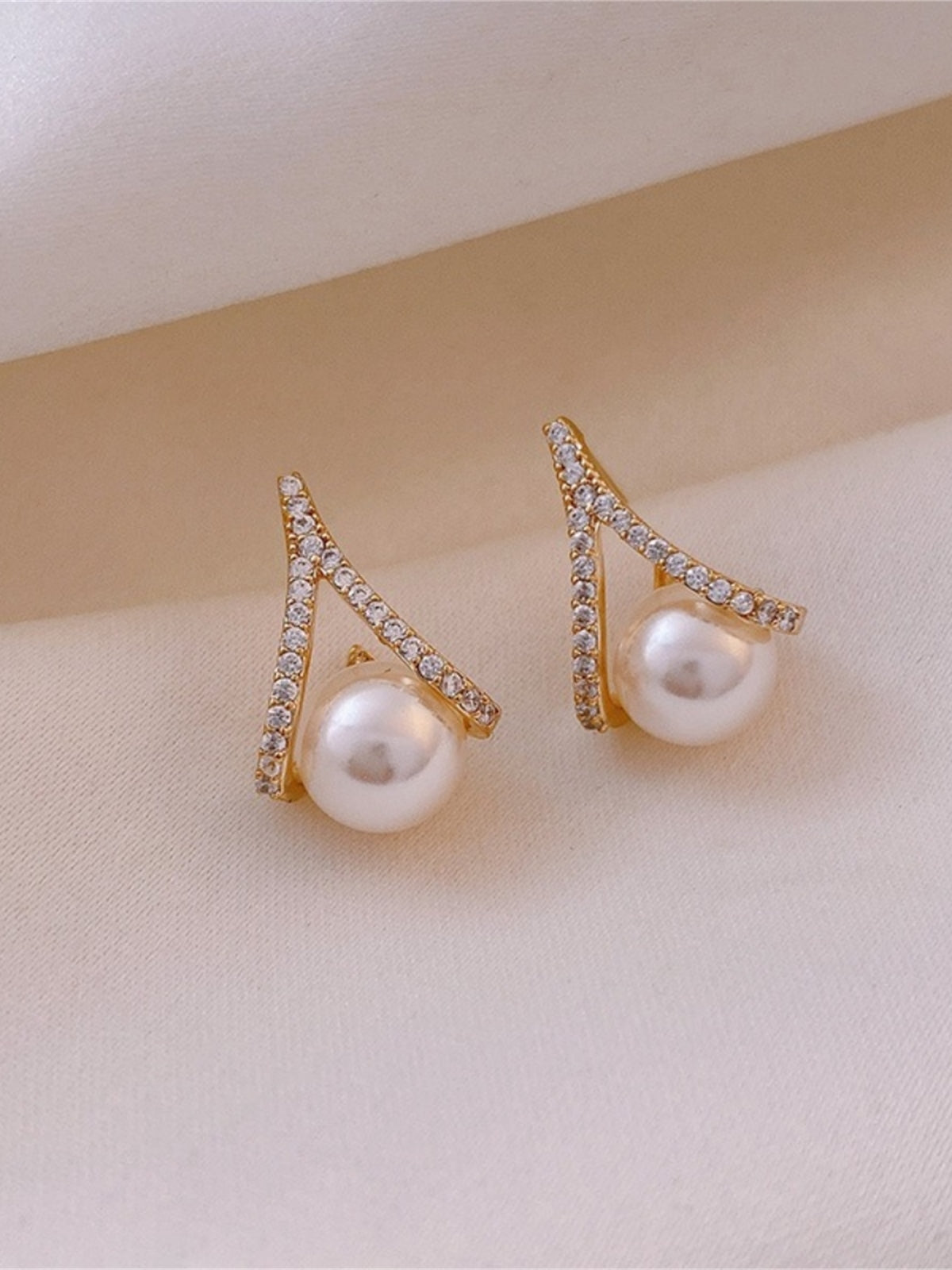 Boucles D'Oreilles Puces De Mariée En Perles Et Cristal