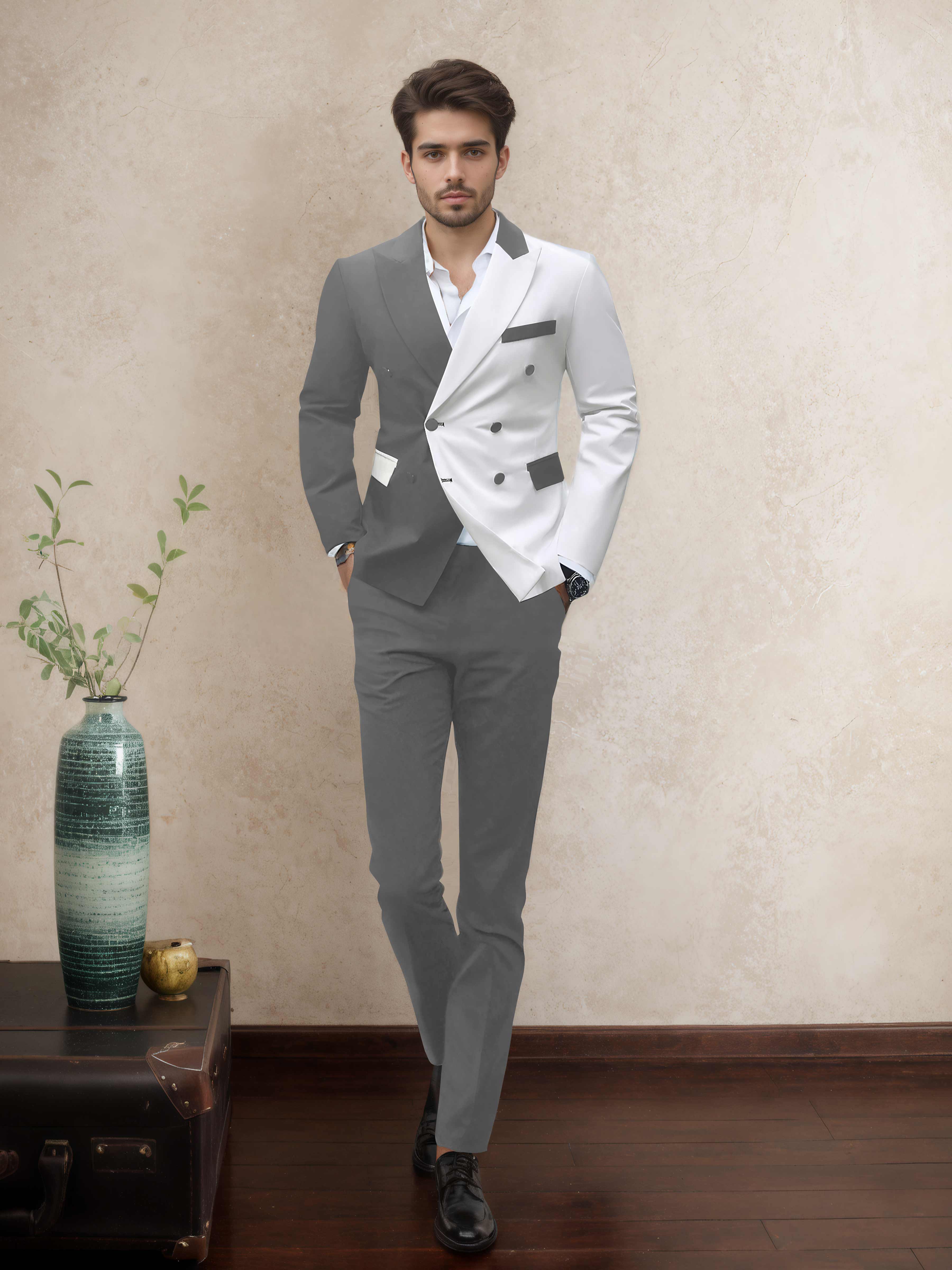 Costume Homme Soirée 2 Pièces À Double Boutonnage Revers À Cran Sophistiqué