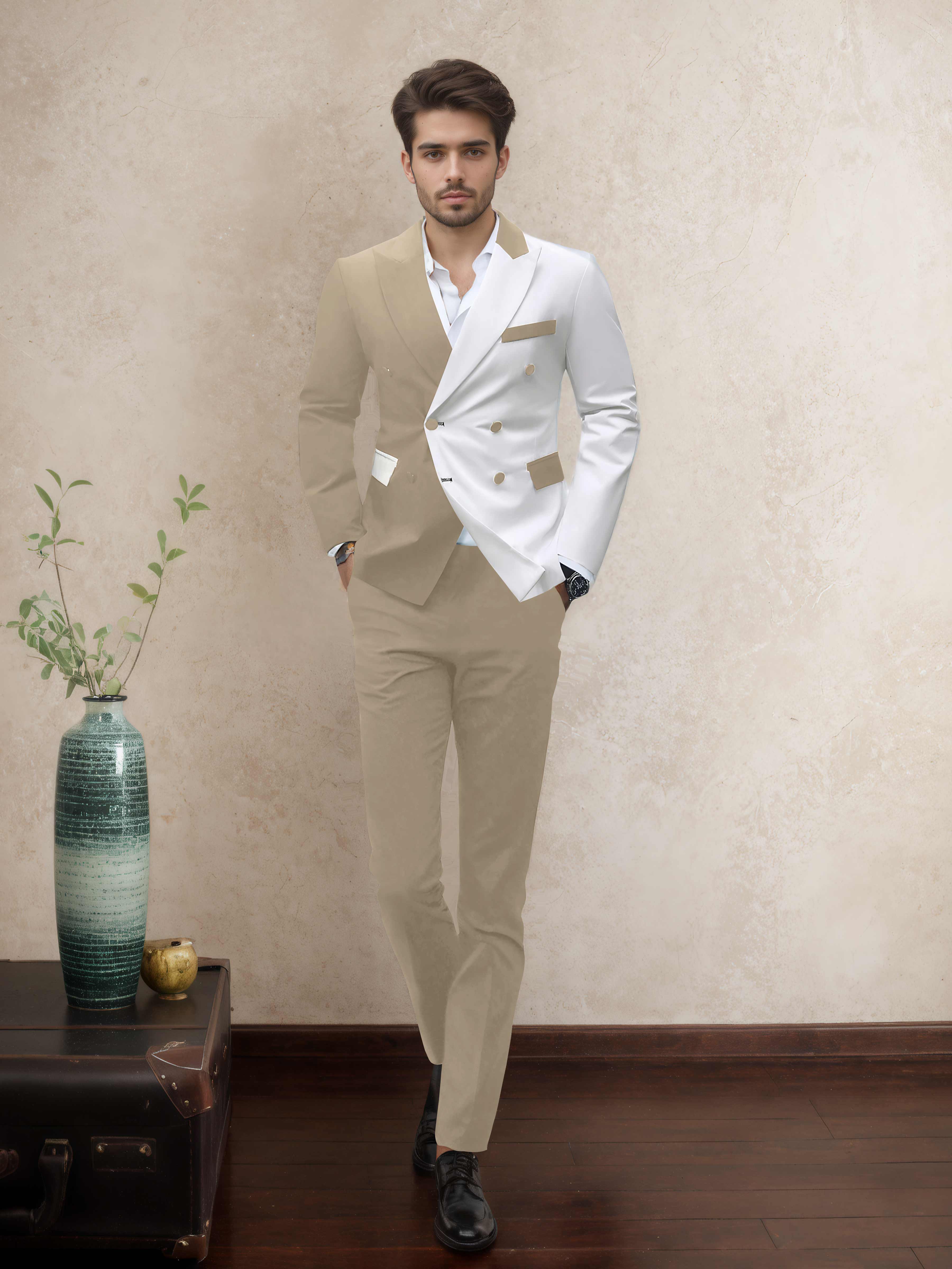 Costume Homme Soirée 2 Pièces À Double Boutonnage Revers À Cran Sophistiqué