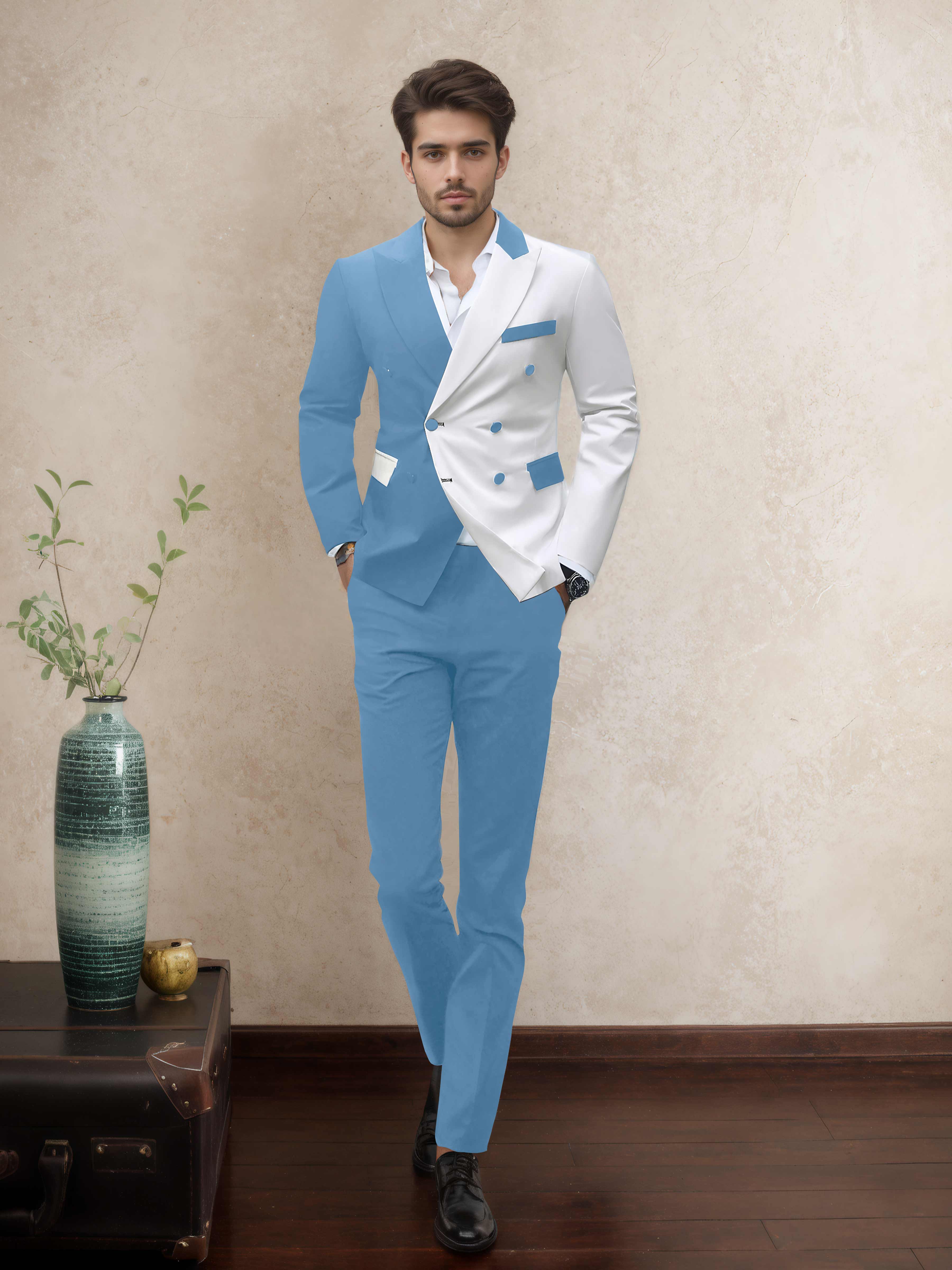 Costume Homme Soirée 2 Pièces À Double Boutonnage Revers À Cran Sophistiqué