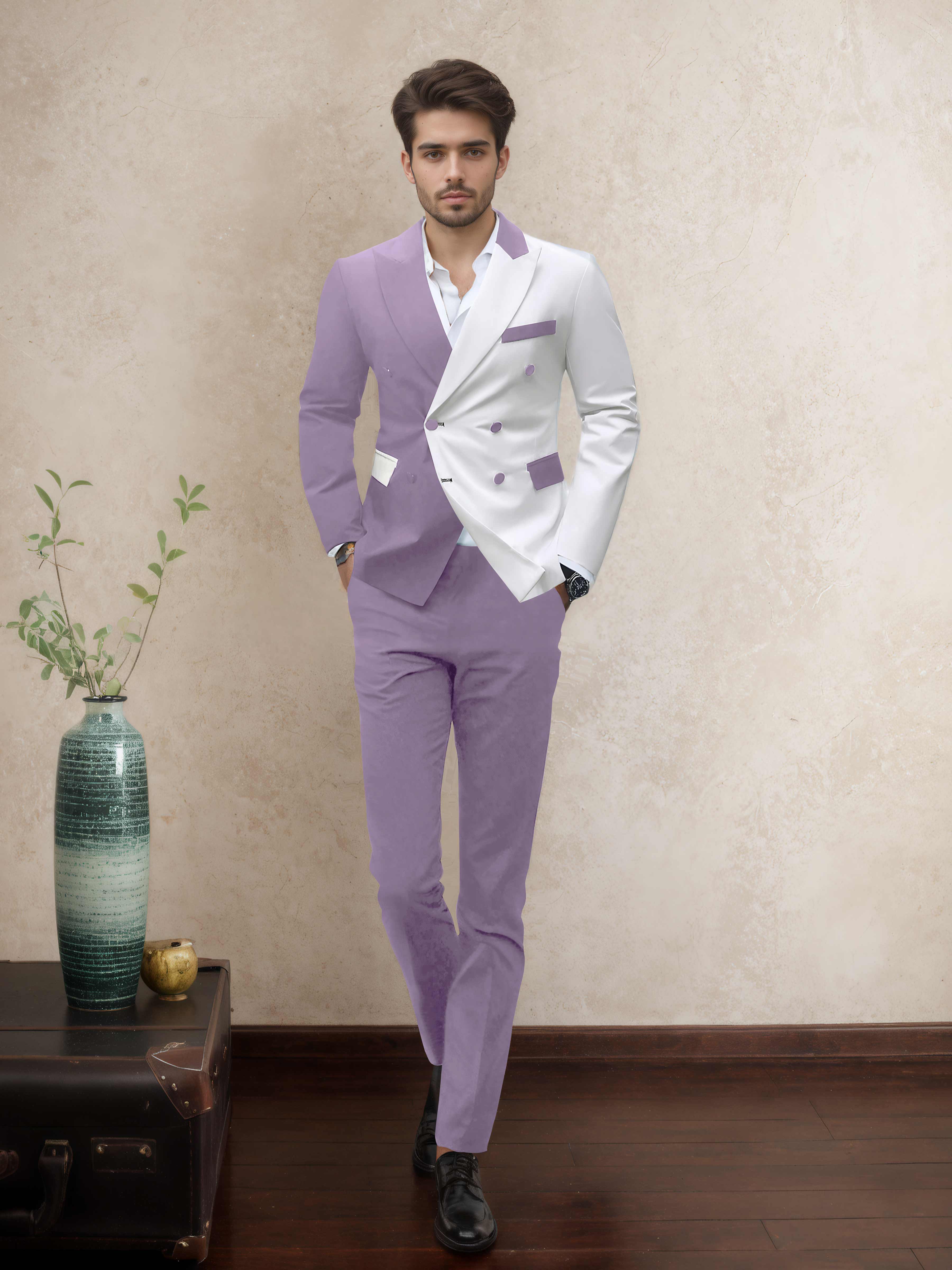 Costume Homme Soirée 2 Pièces À Double Boutonnage Revers À Cran Sophistiqué