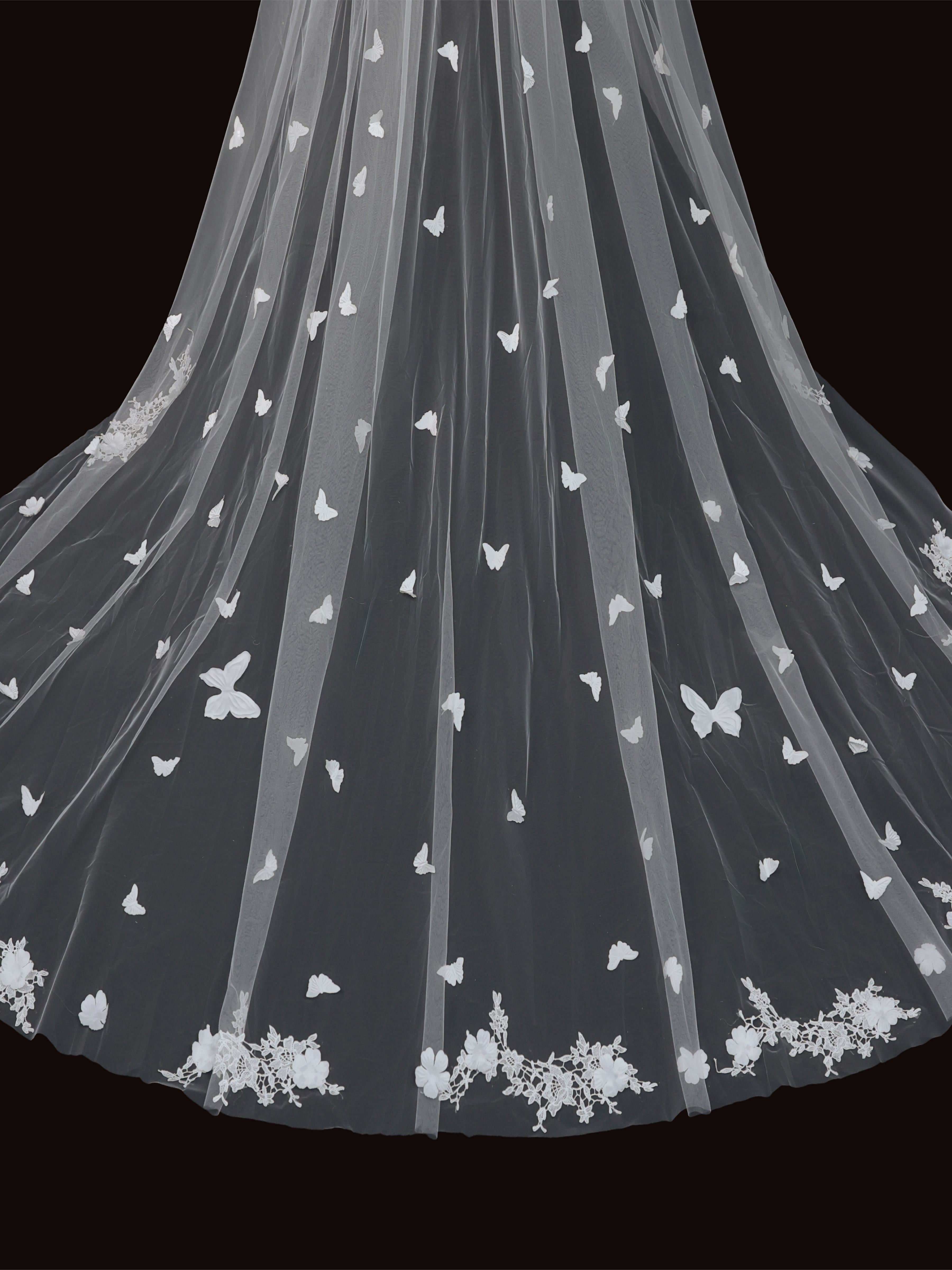 Voile De Mariée Long Orné De Papillons
