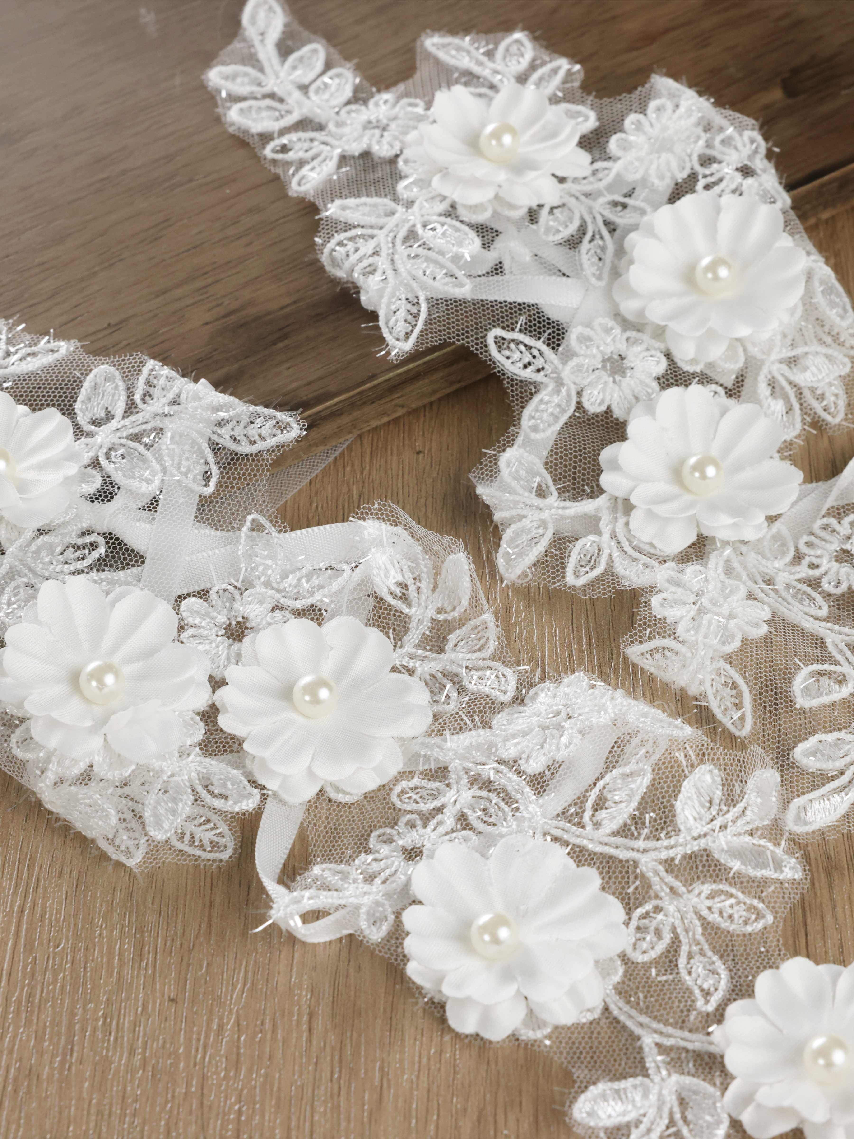 Gants Longs De Mariée En Dentelle Florale Avec Appliqués 3D