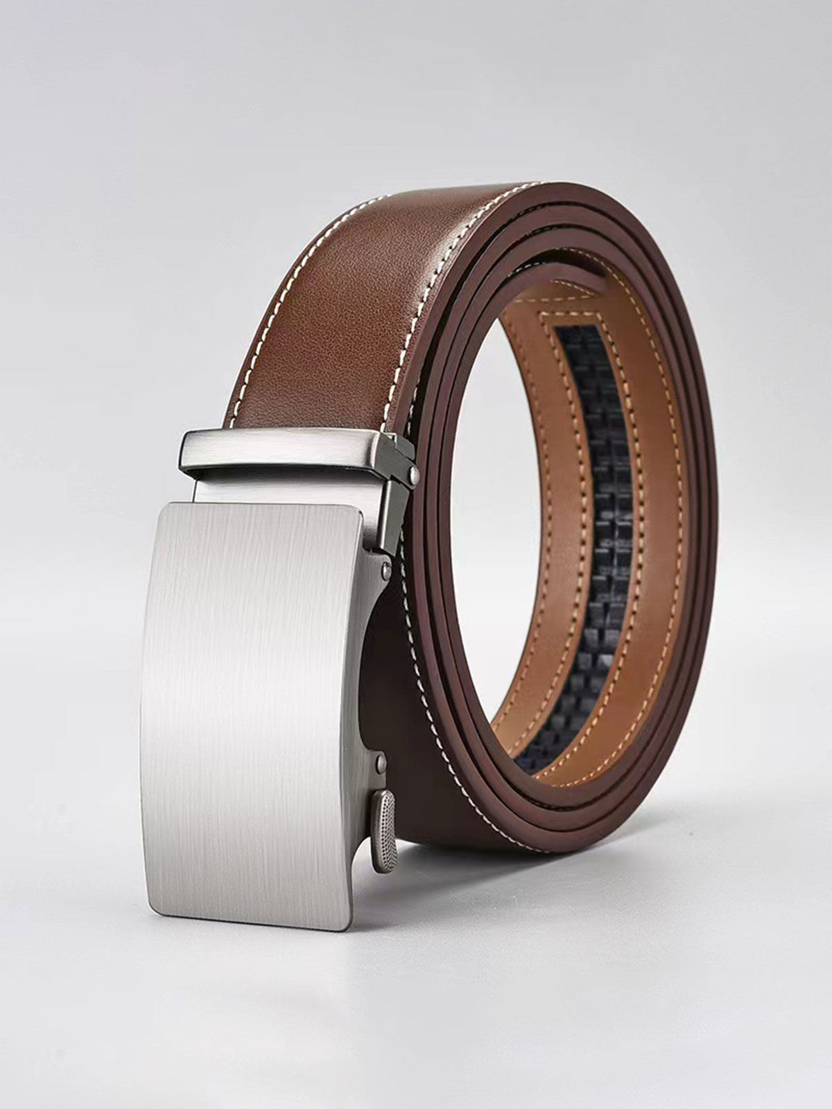 Ceinture Cuir Homme À Boucle Automatique, Système À Crémaillère Sans Trous