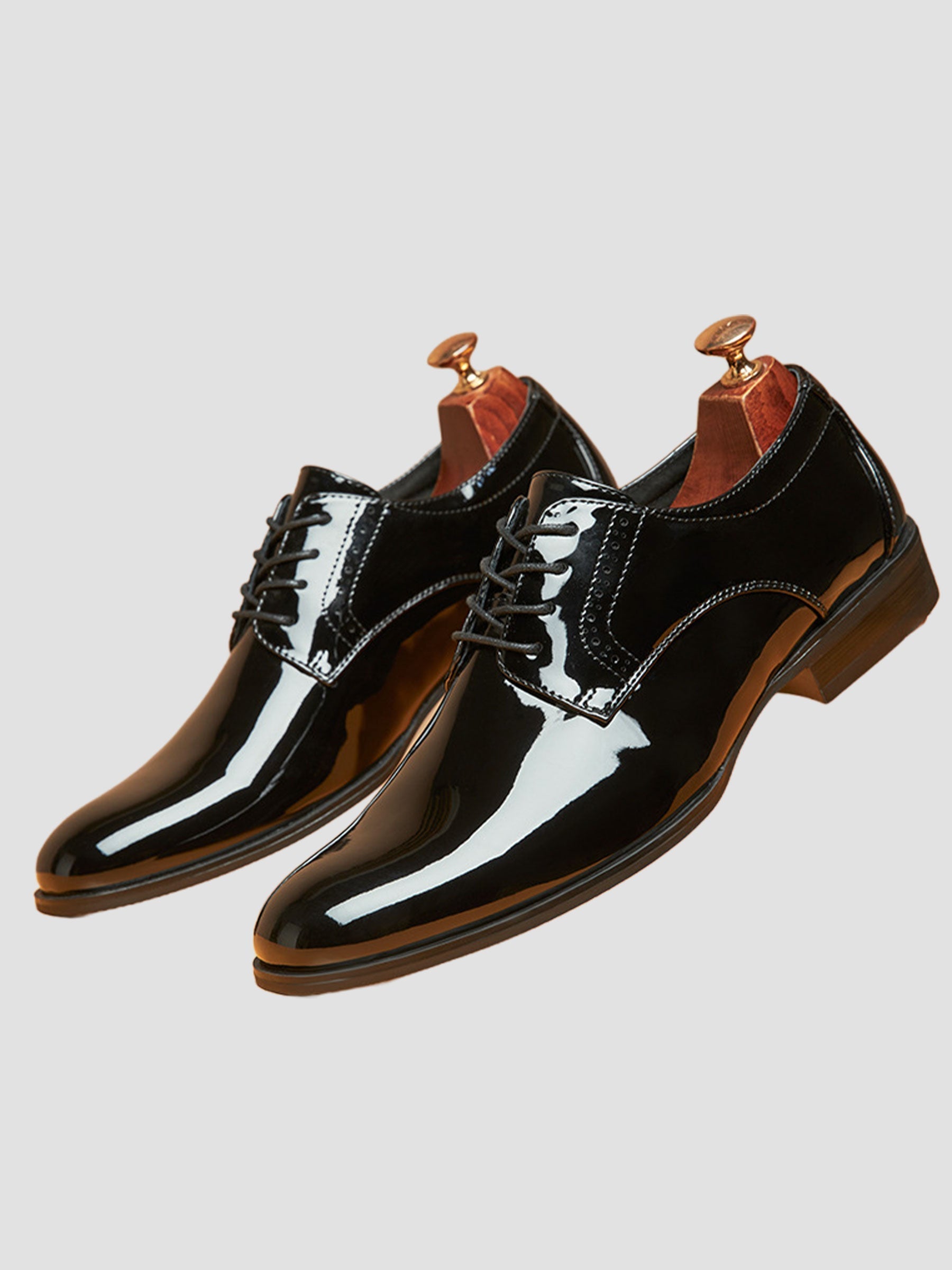 Chaussures Derby Habillées Vernies à Bout Uni Pour Homme