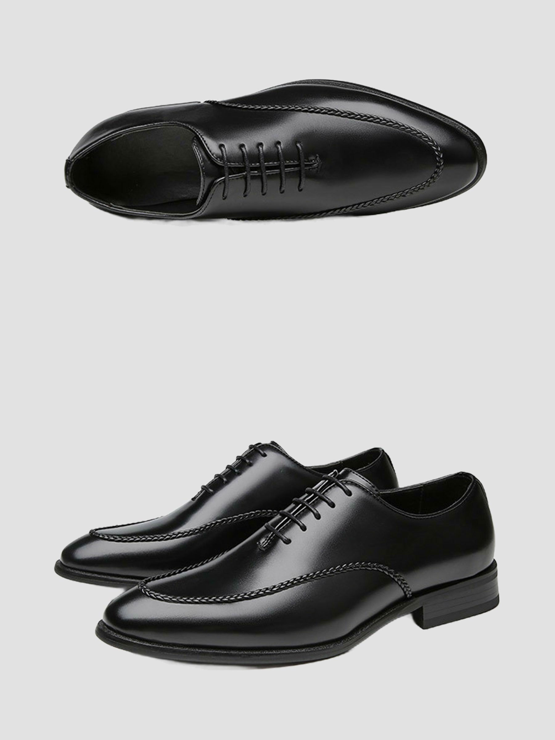 Chaussures Oxford Habillées à Finition Brillante Et Bordure Tressée Pour Homme