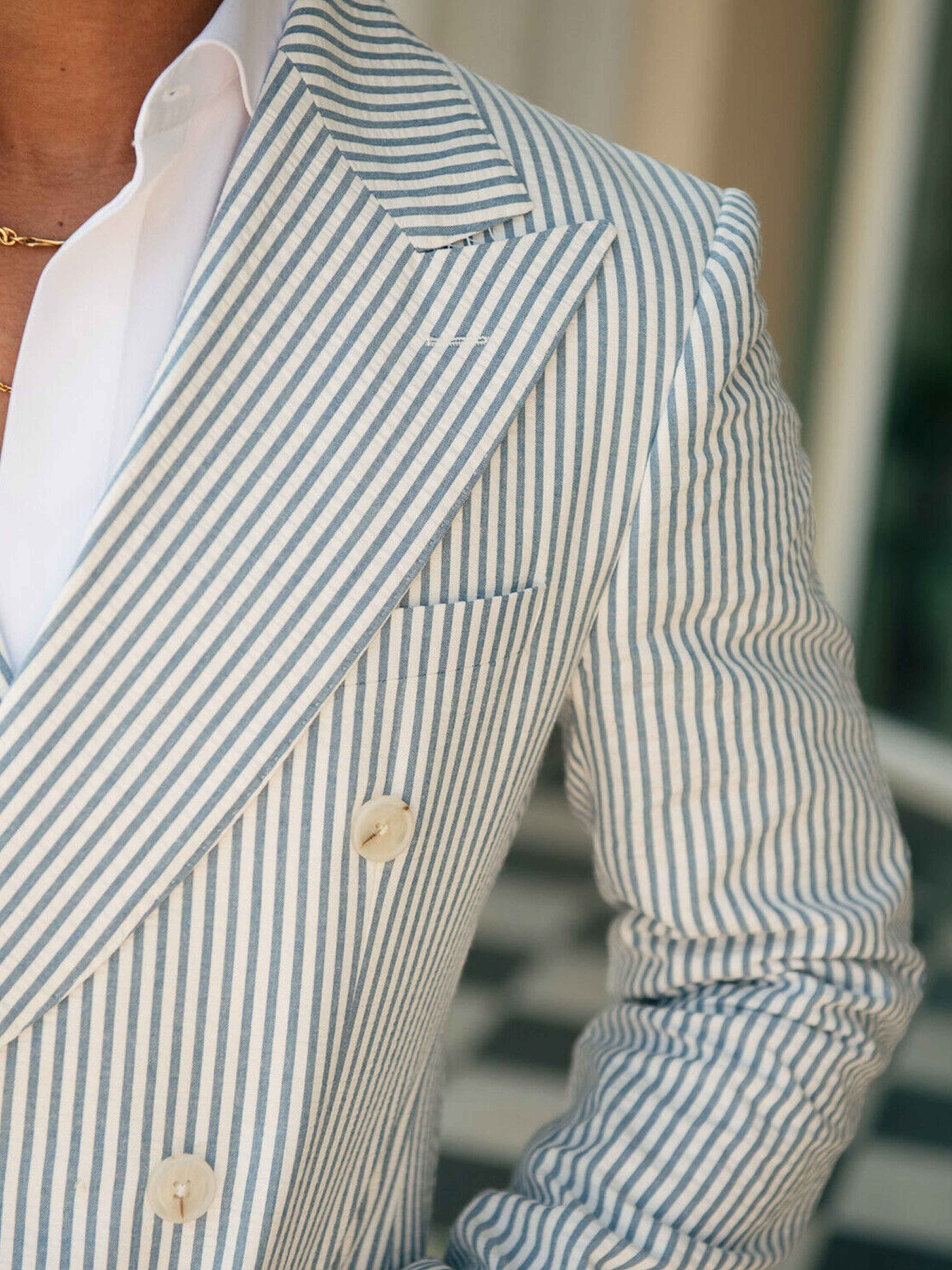 Costume Homme De Mariage De Plage 2 Pièces À Rayures Ajusté
