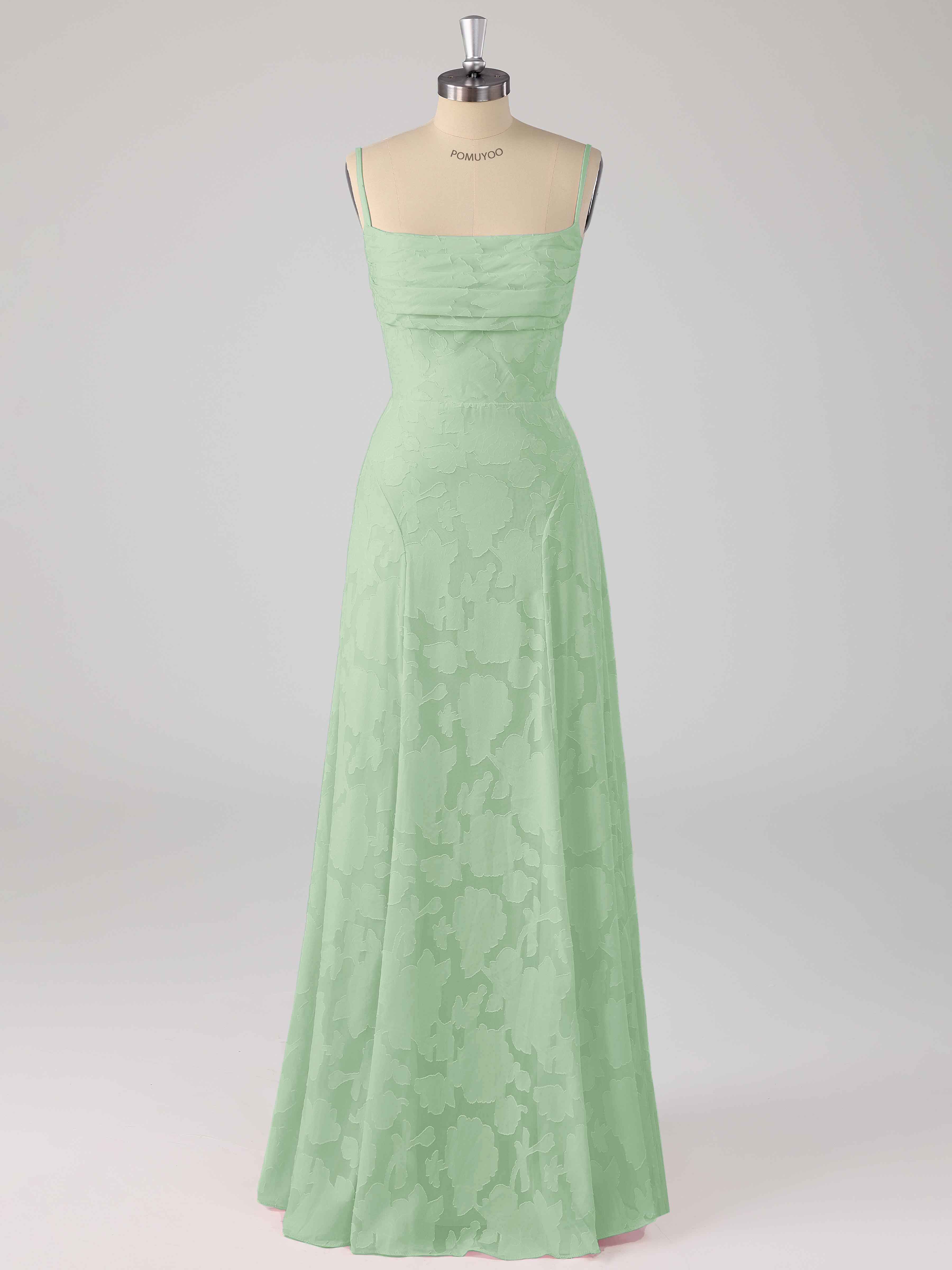 Robes De Demoiselle D'Honneur En Jacquard Mousseline À Dentelle