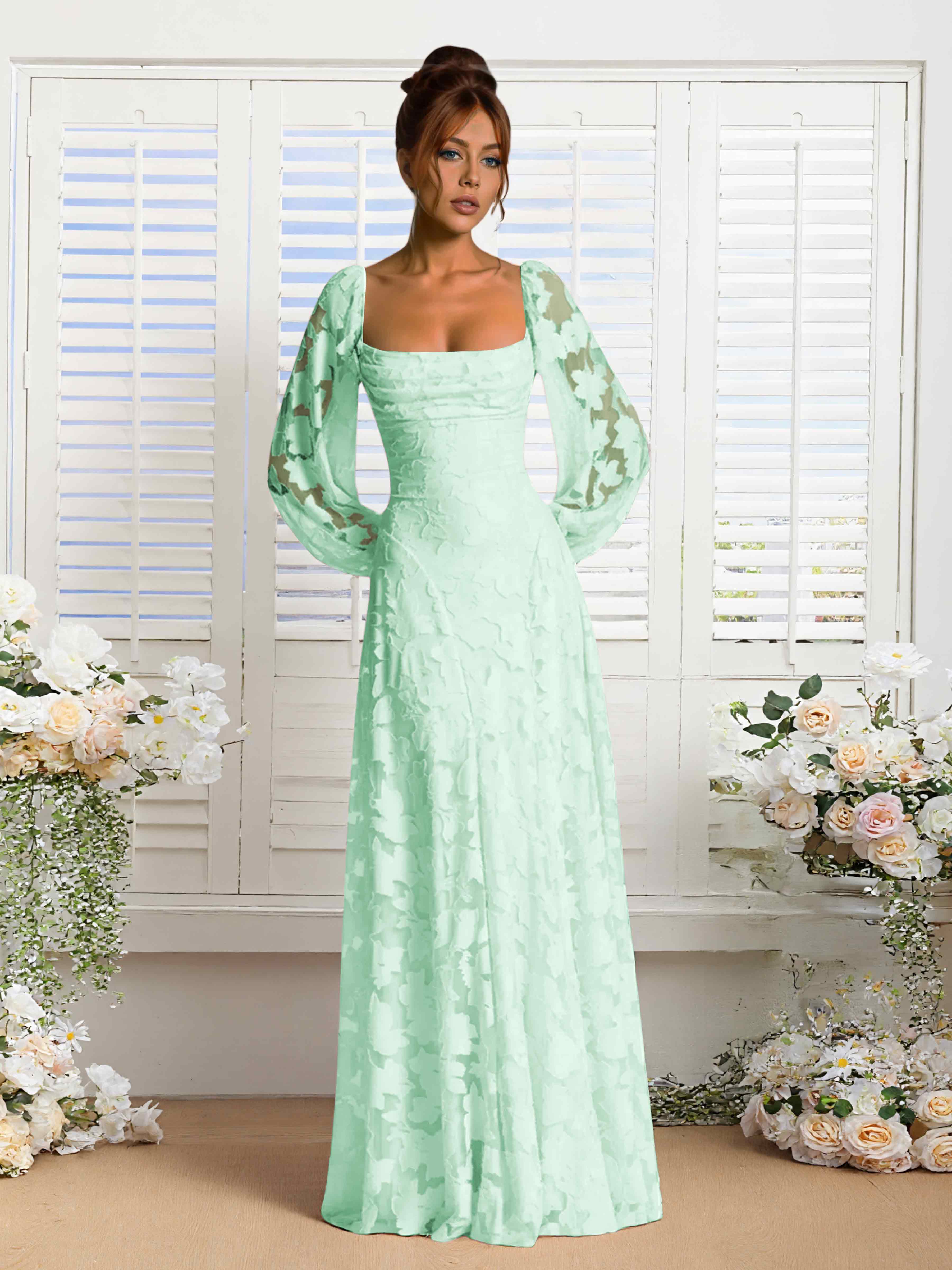 Robes De Demoiselle D'Honneur En Dentelle À Manches Longues Xandra