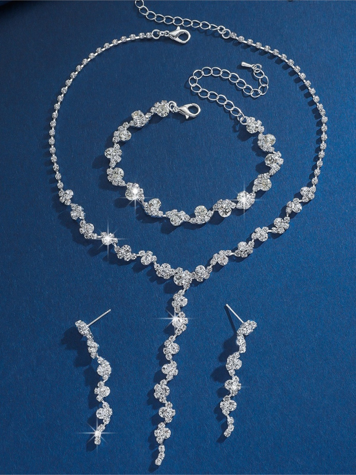 Parure De Bijoux De Soirée En Cristal Et Métaux Mixtes