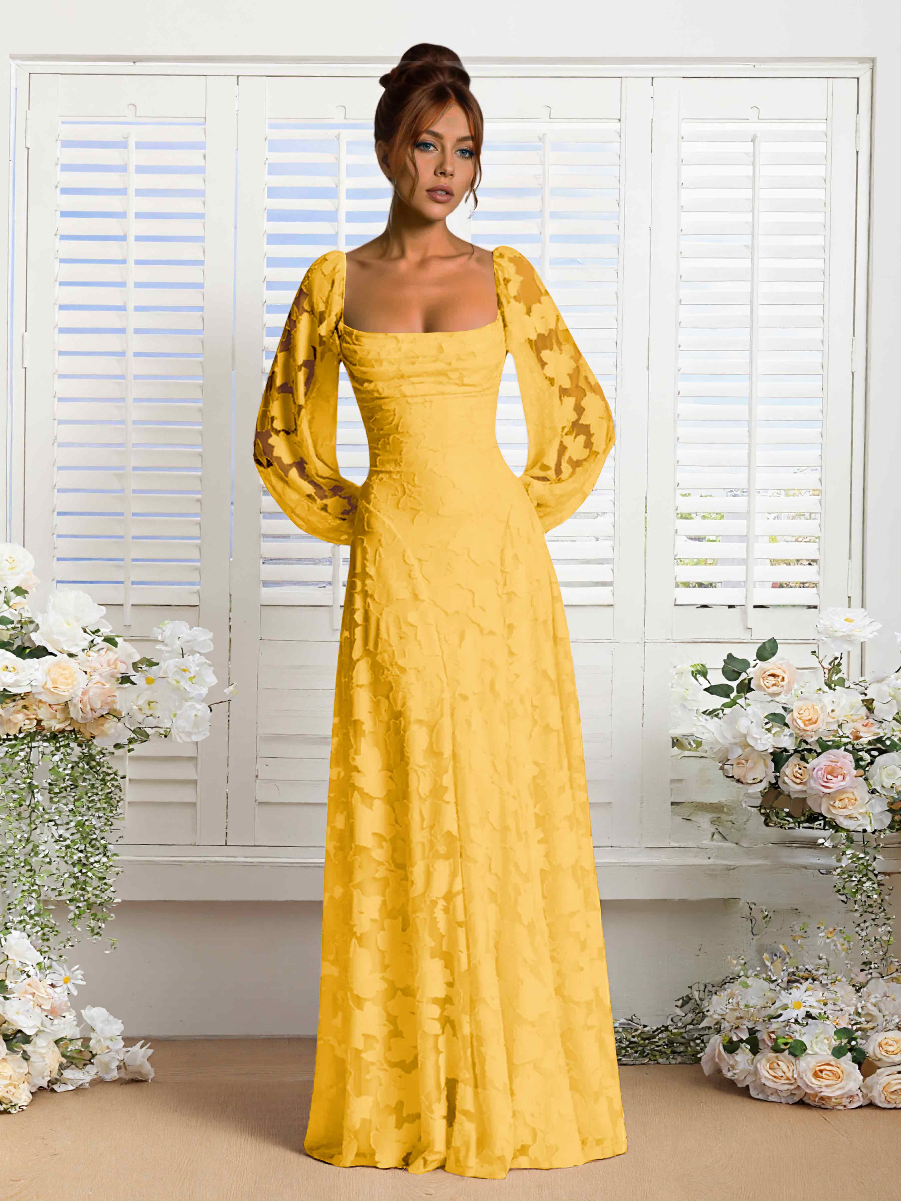 Robes De Demoiselle D'Honneur En Dentelle À Manches Longues Xandra