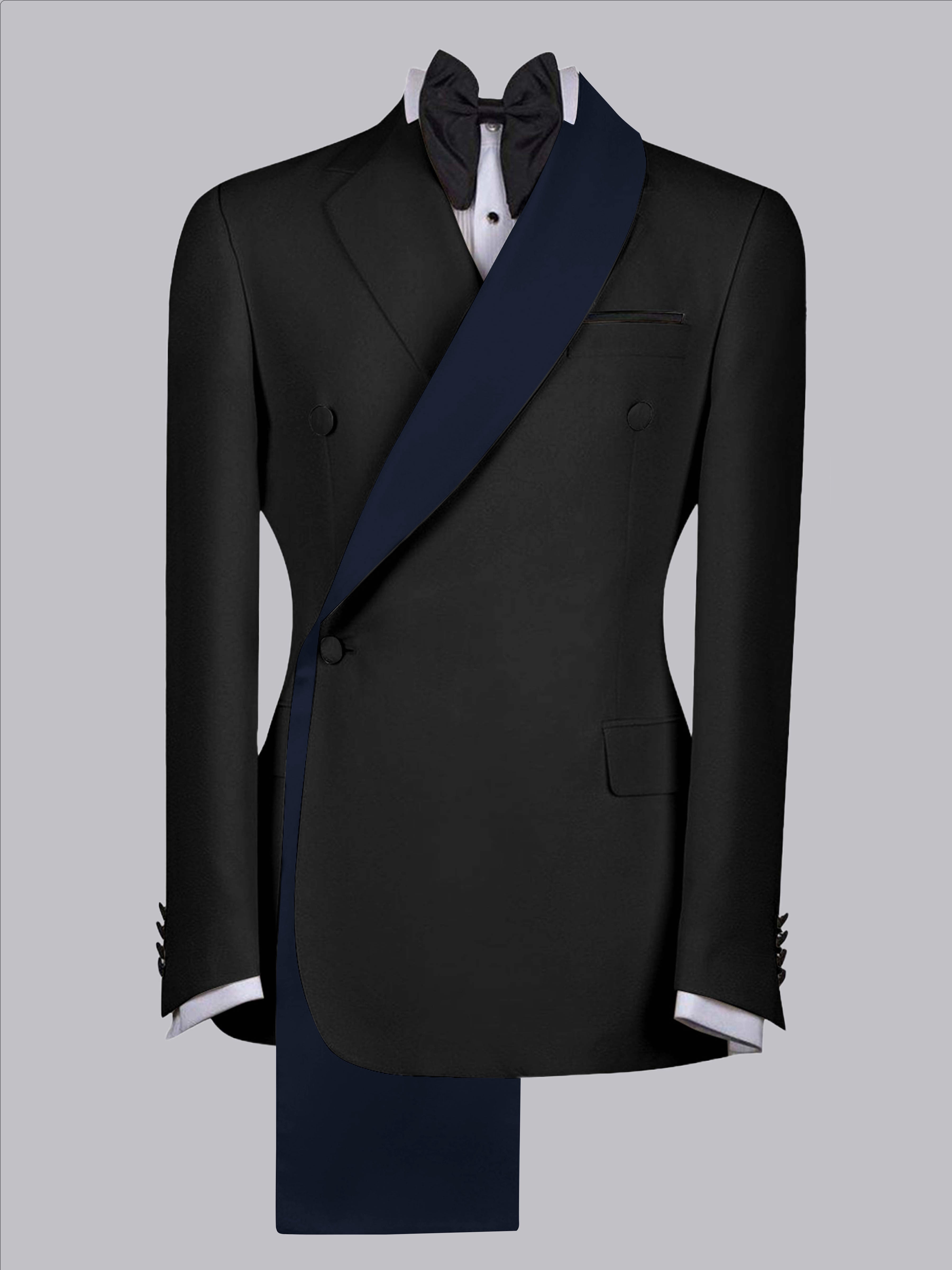 Veste Homme À Raffiné Bordure Contrastée Revers Châle