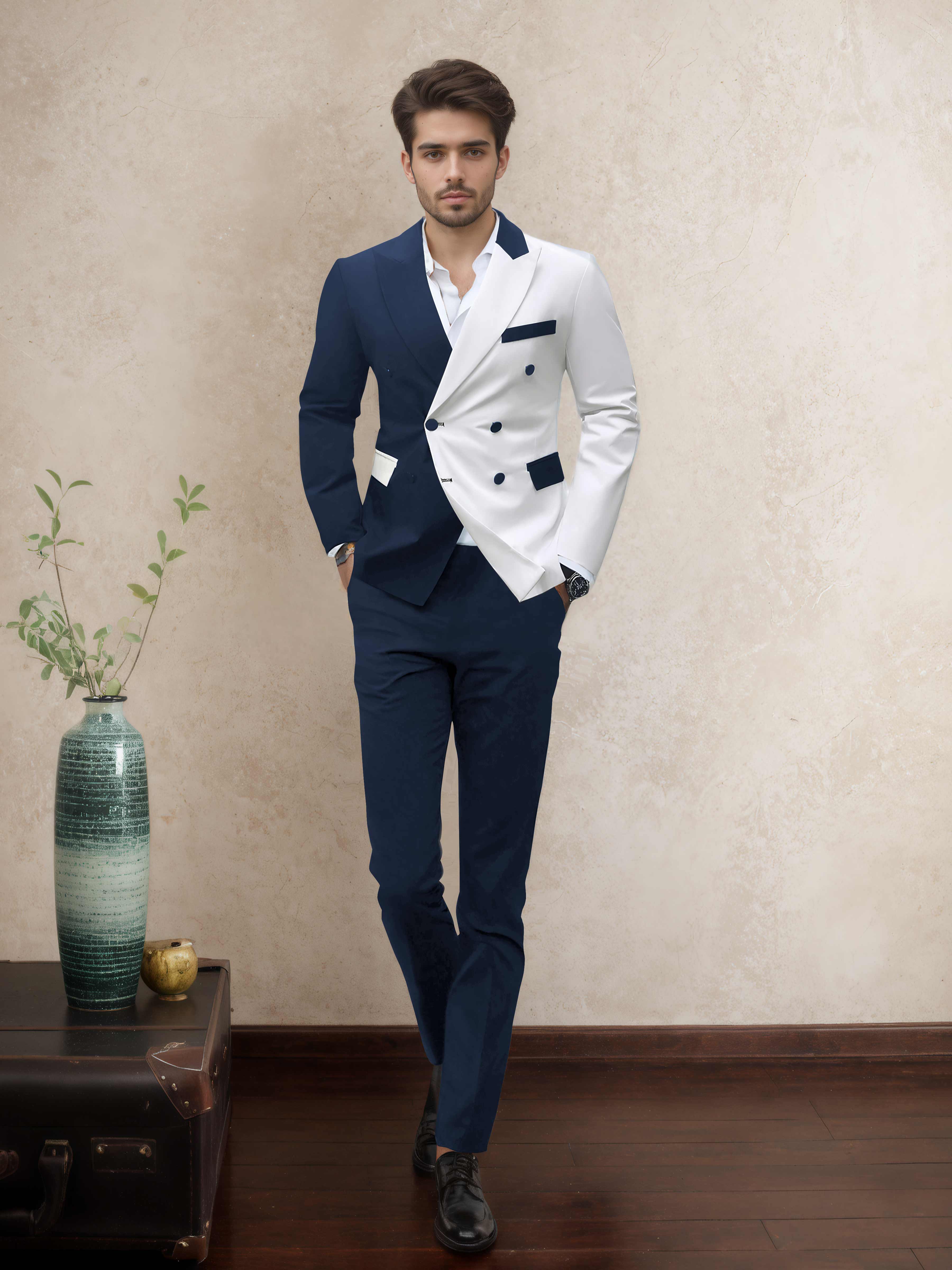 Costume Homme Soirée 2 Pièces À Double Boutonnage Revers À Cran Sophistiqué