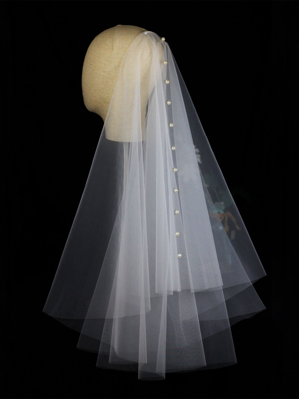 Nouveau Voile Blanc Simple Orné De Perles