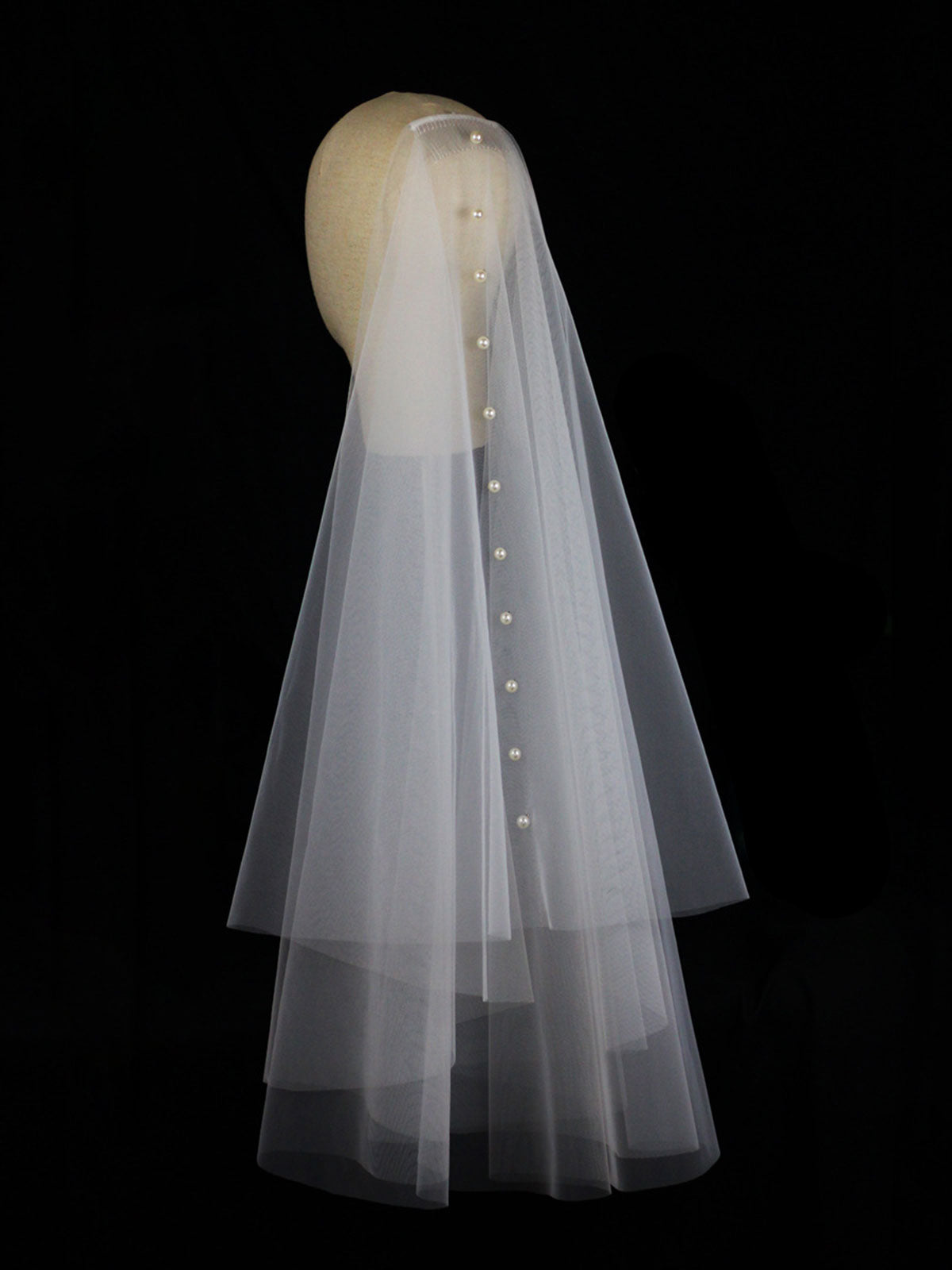 Nouveau Voile Blanc Simple Orné De Perles