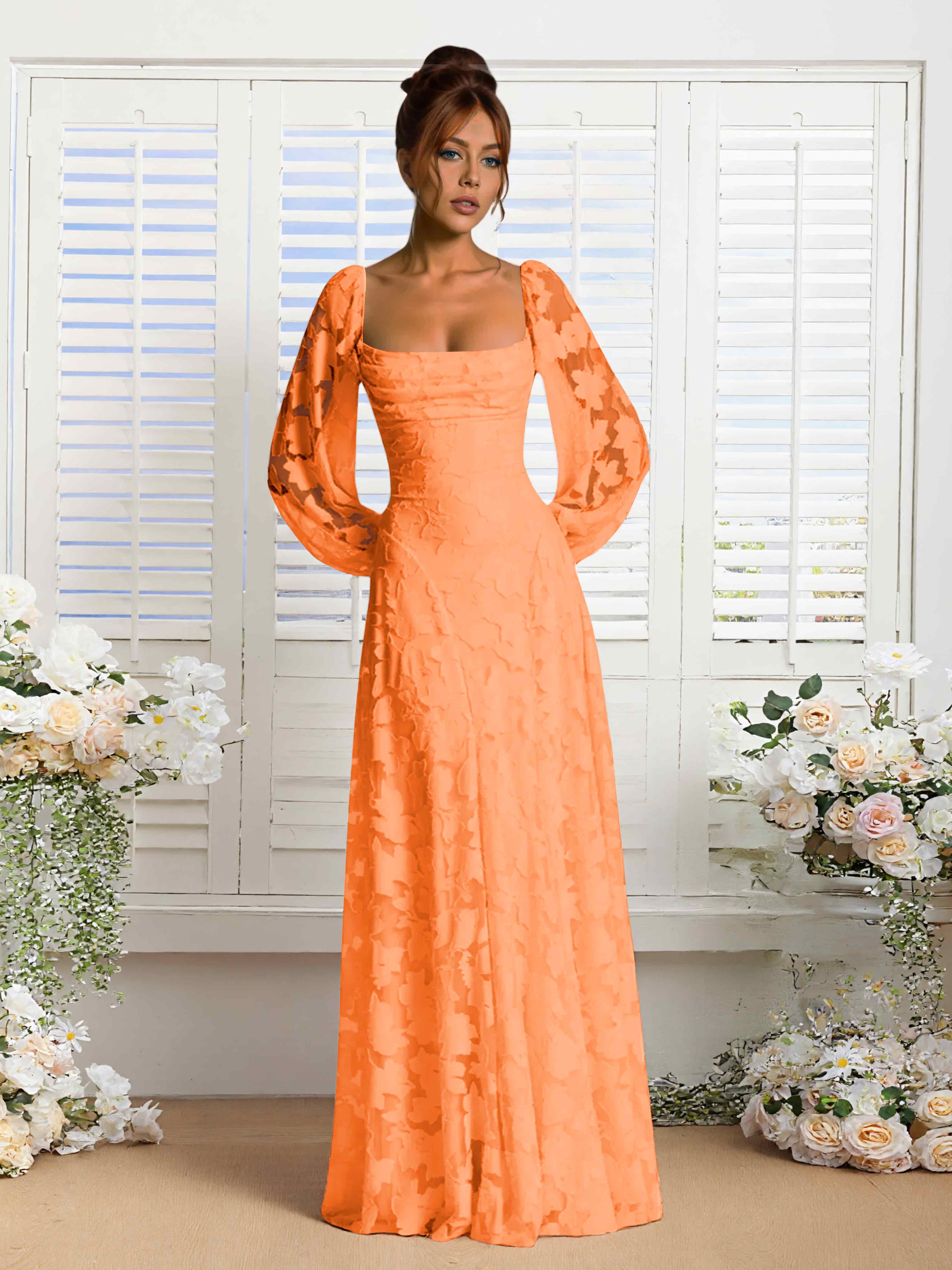 Robes De Demoiselle D'Honneur En Dentelle À Manches Longues Xandra