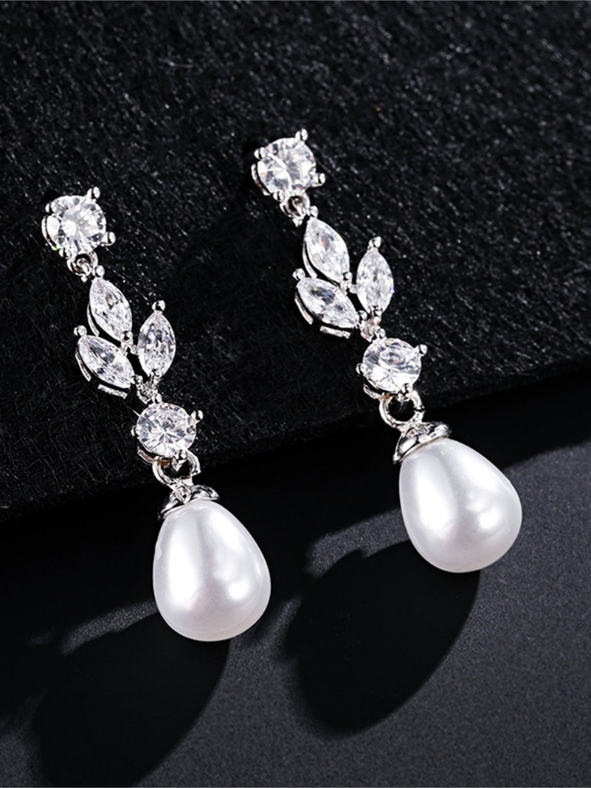 Boucles D'Oreilles Pendantes En Cristal Avec Perles