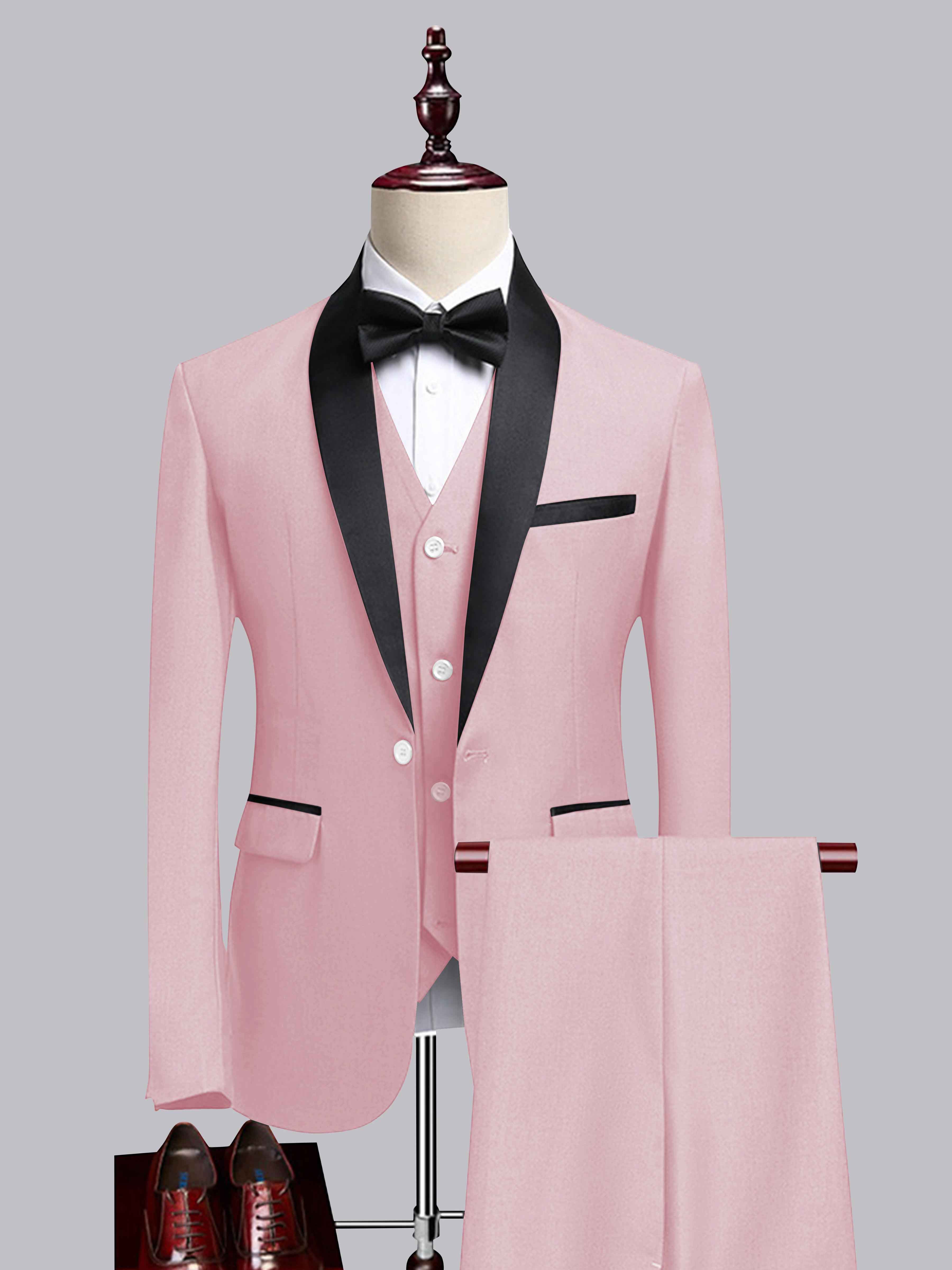 Costume Homme 3 Pièces À Bordure Contrastante Revers Châle Pour Mariage