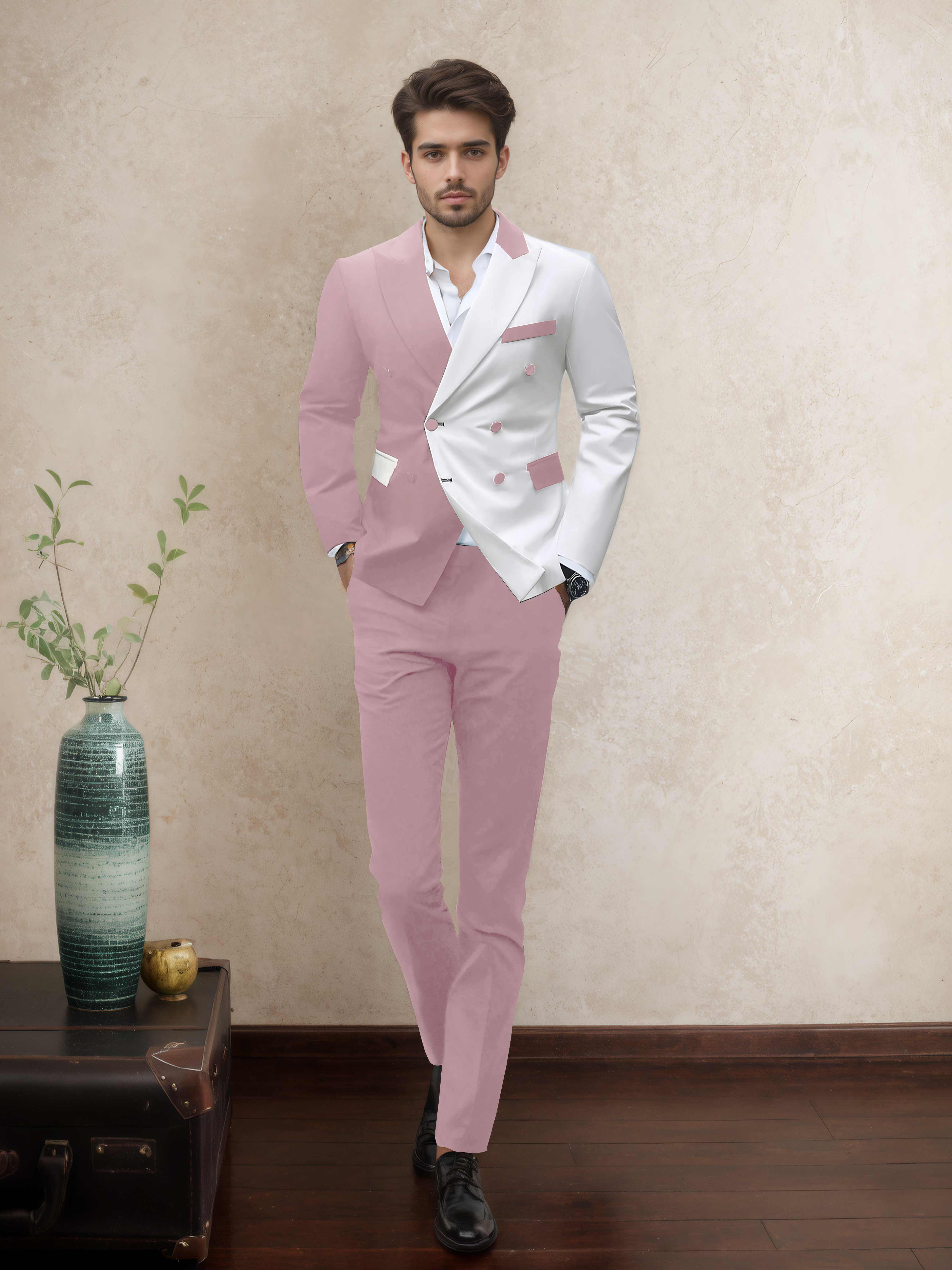 Costume Homme Soirée 2 Pièces À Double Boutonnage Revers À Cran Sophistiqué