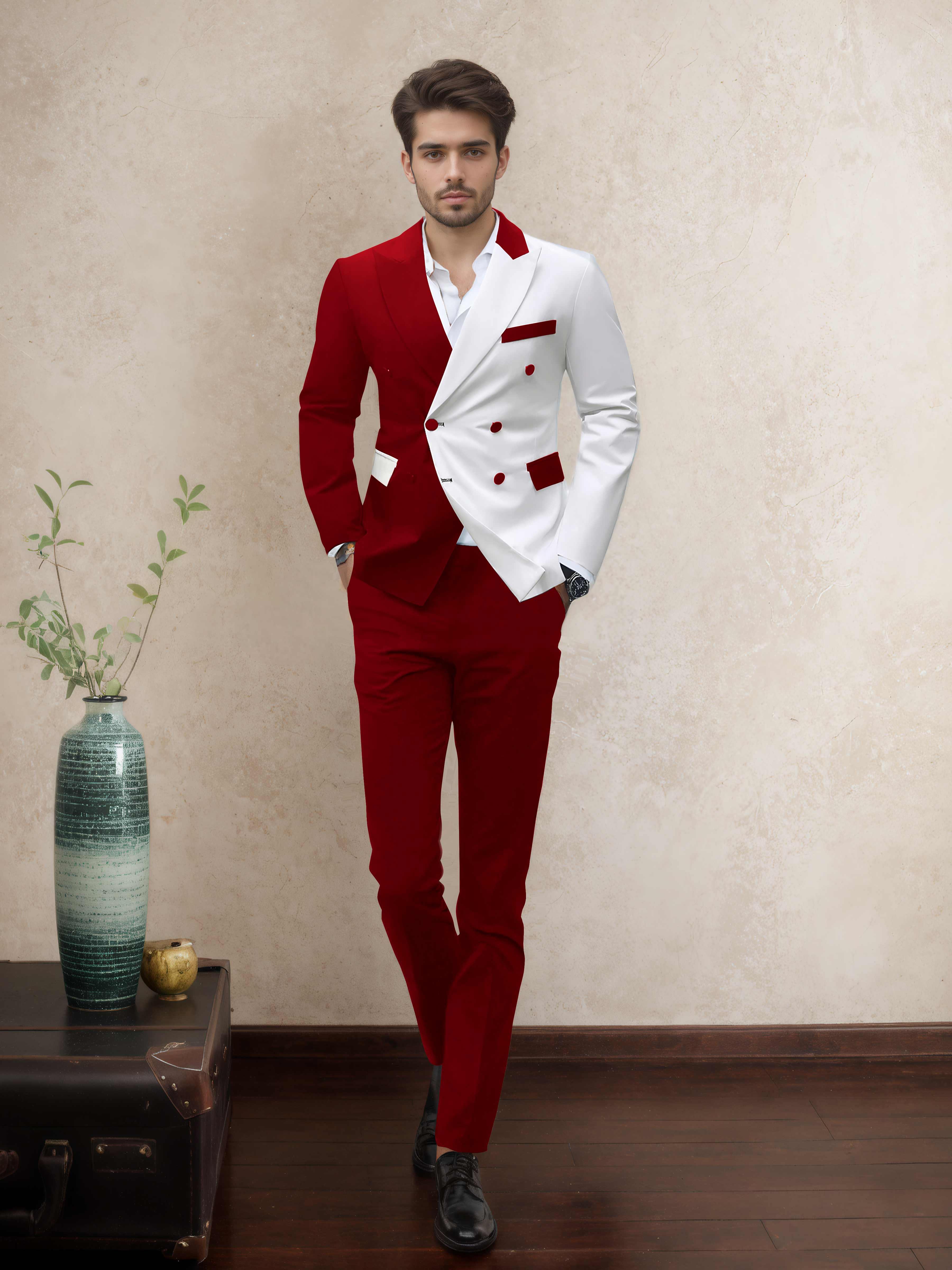 Costume Homme Soirée 2 Pièces À Double Boutonnage Revers À Cran Sophistiqué